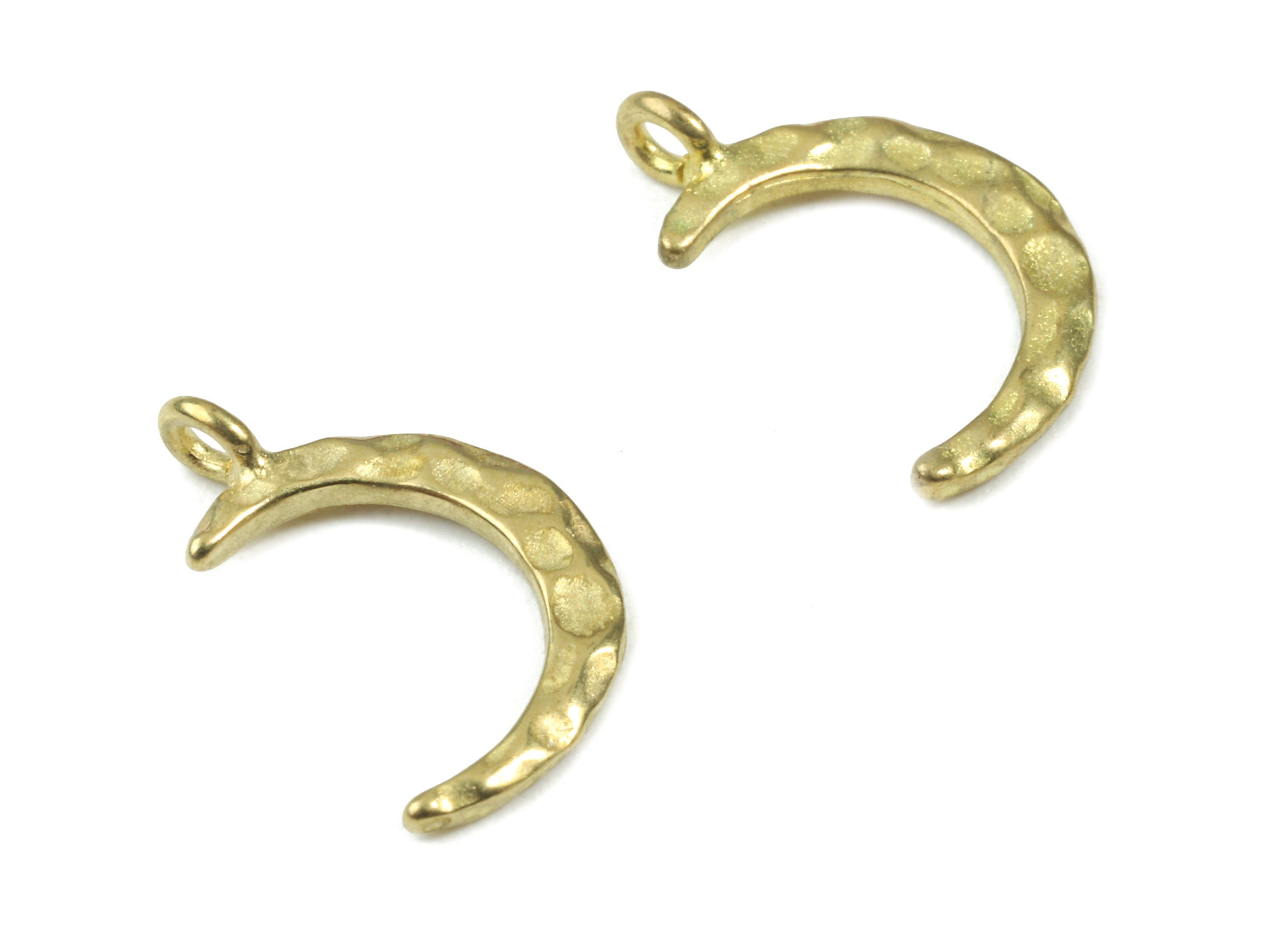 Brass Hammered Crescent Charms - Raw Brass Crescent Pendant - Earring Findings - Jewelry Supplies - 13.28x2.09x1.11mm - PP3061 - DOMEDBAZAAR