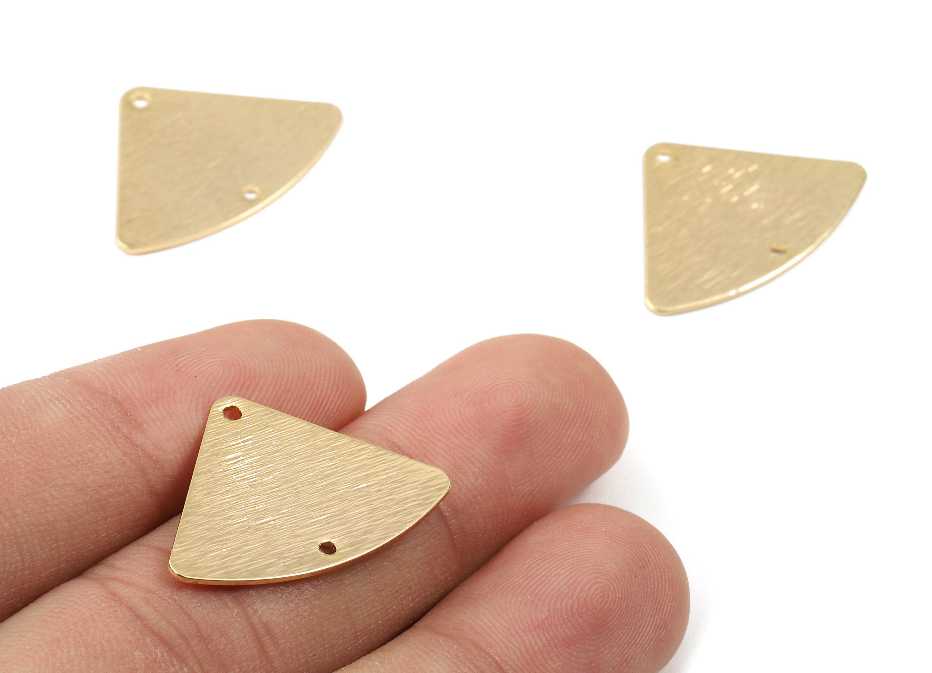 Brass Pizza Connectors - Brass Textured Pizza Charms and Pendant - 18K Real Gold Plated Brass - Necklace Pendant - 26x18.5x0.55mm - RGP2257 - DOMEDBAZAAR