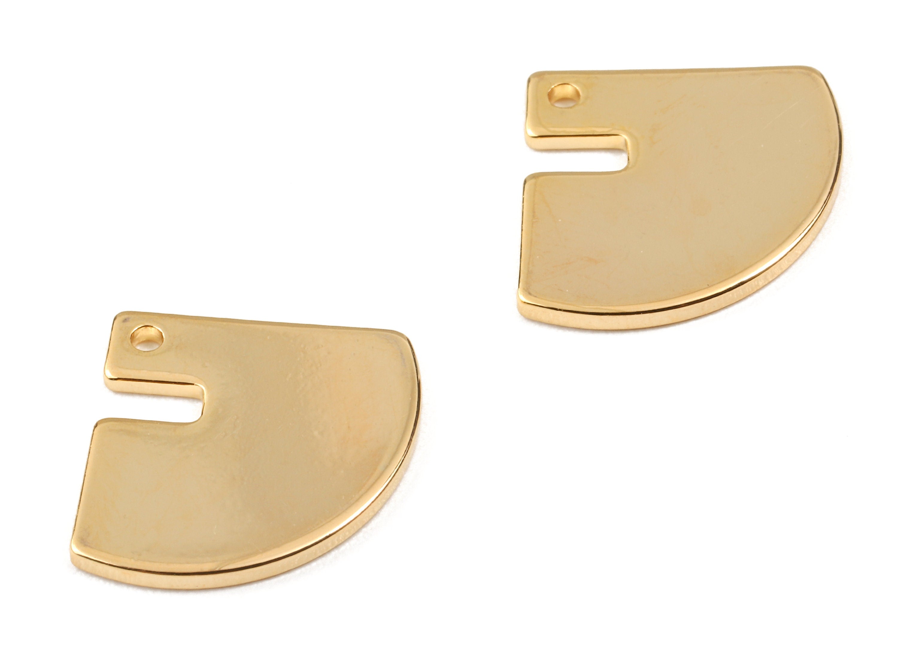 Brass Quarter Earring Charms - Brass Quarter Earring Pendant - 18K Real Gold Plated Brass - Jewelry Supplies - 18.62x15.79x1.11mm - RGP2259 - DOMEDBAZAAR