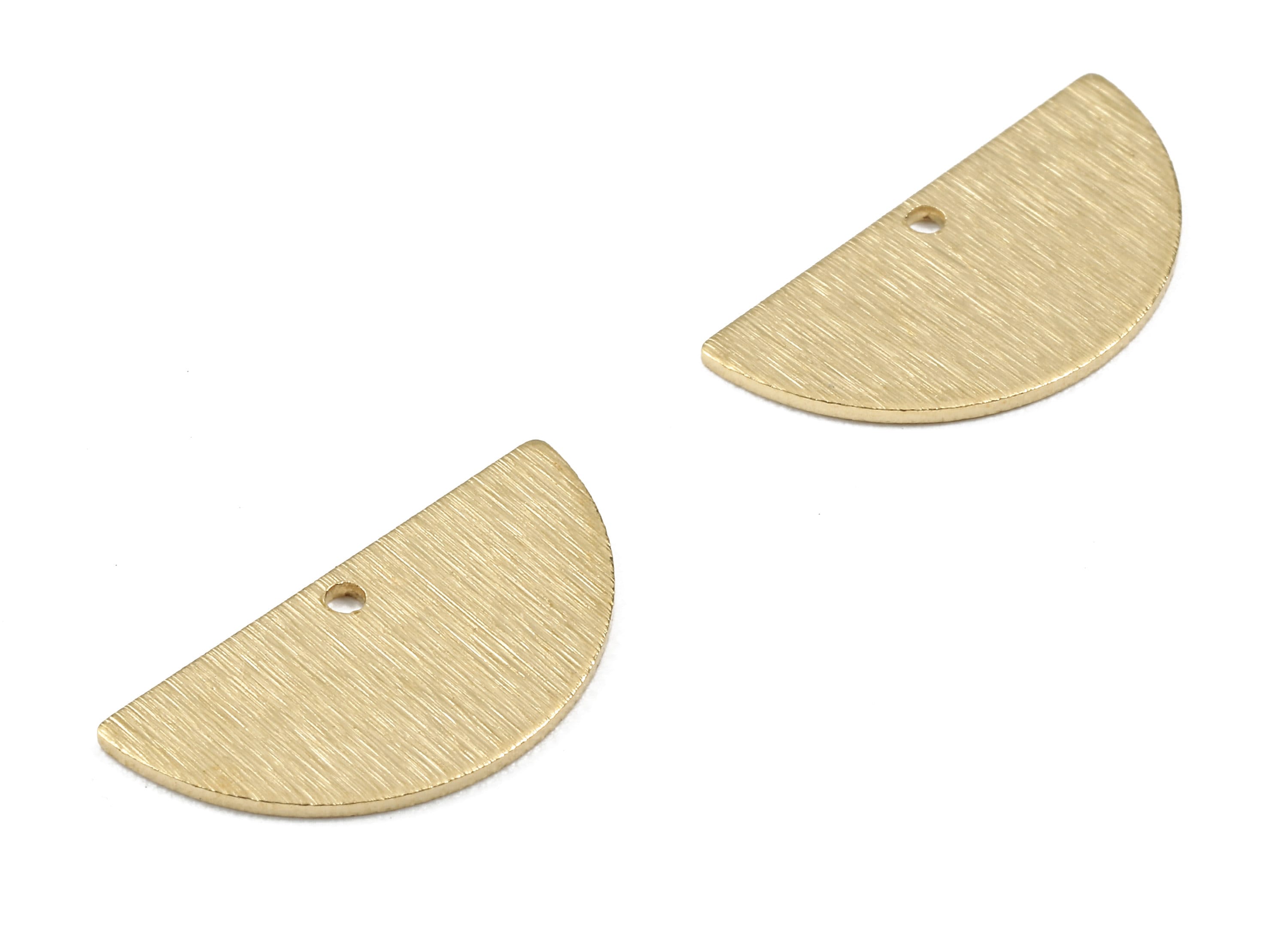 Brass Textured Half Moon Charms - Textured Semicircle Pendant - Earring Findings - Jewelry Supplies - 21.09x10.55x0.82mm - PP2960 - DOMEDBAZAAR