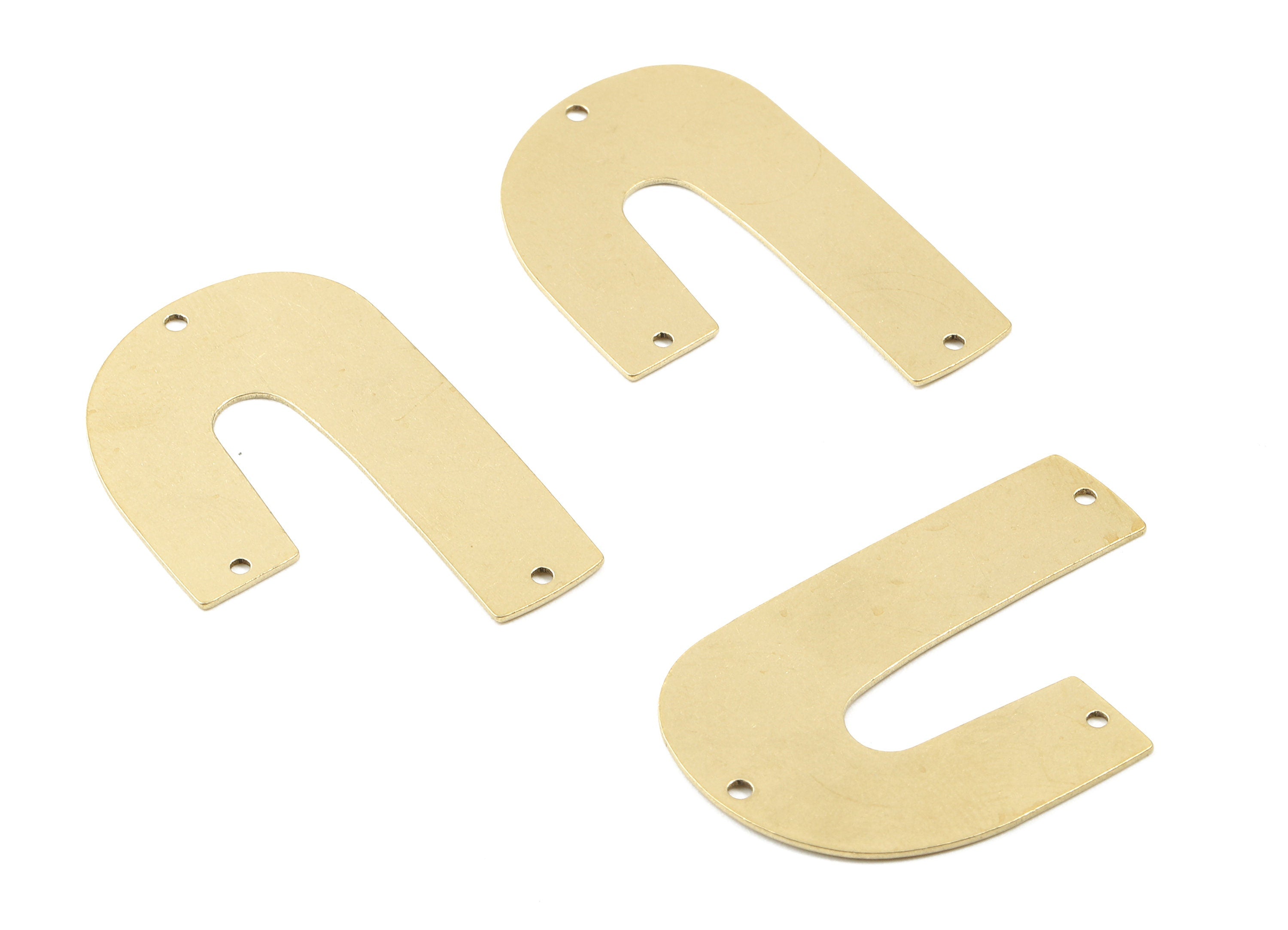 Brass U Connectors - Raw Brass U Pendant Necklace - Brass Connector Charms - 3 Holes - Jewelry Supplies - 39.65x26.17x0.62mm - PP2962 - DOMEDBAZAAR