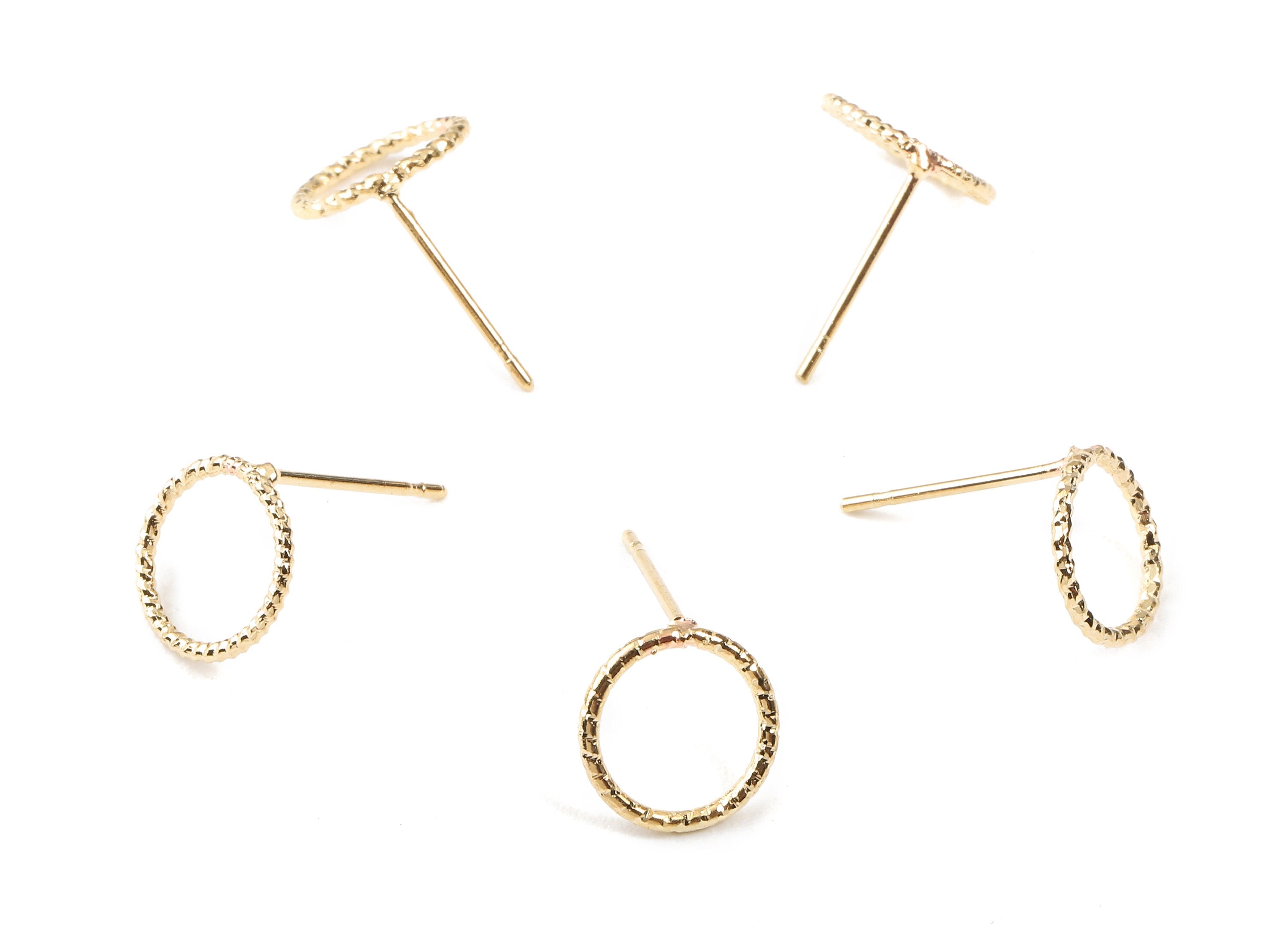 Brass Round Earing Post - Brass Circle Earring Stud - 18K Real Gold Plated Brass - Jewelry Supplies - 9.58x9.58x1.05mm - RGP2270 - DOMEDBAZAAR