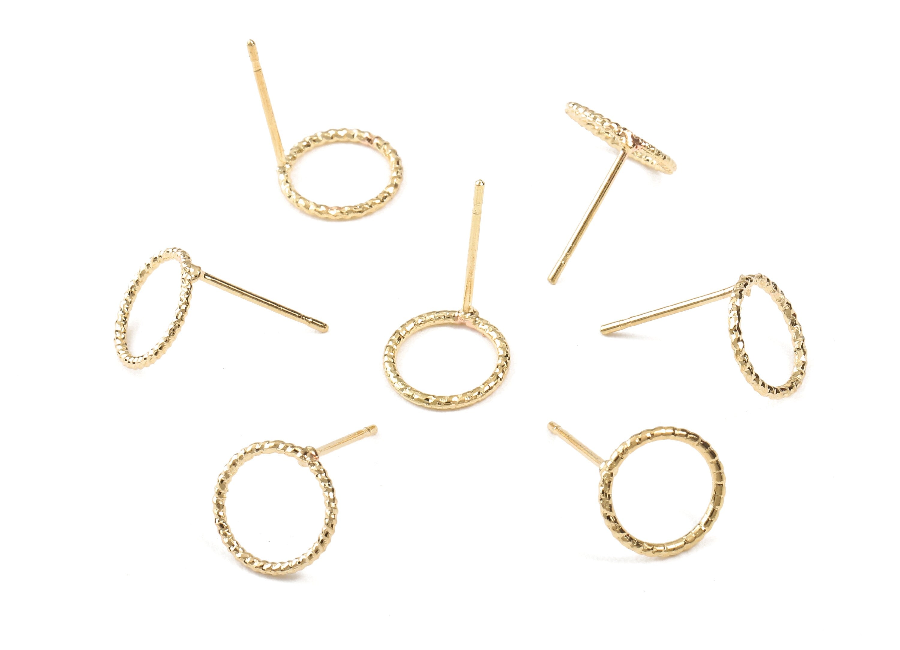 Brass Round Earing Post - Brass Circle Earring Stud - 18K Real Gold Plated Brass - Jewelry Supplies - 9.58x9.58x1.05mm - RGP2270 - DOMEDBAZAAR