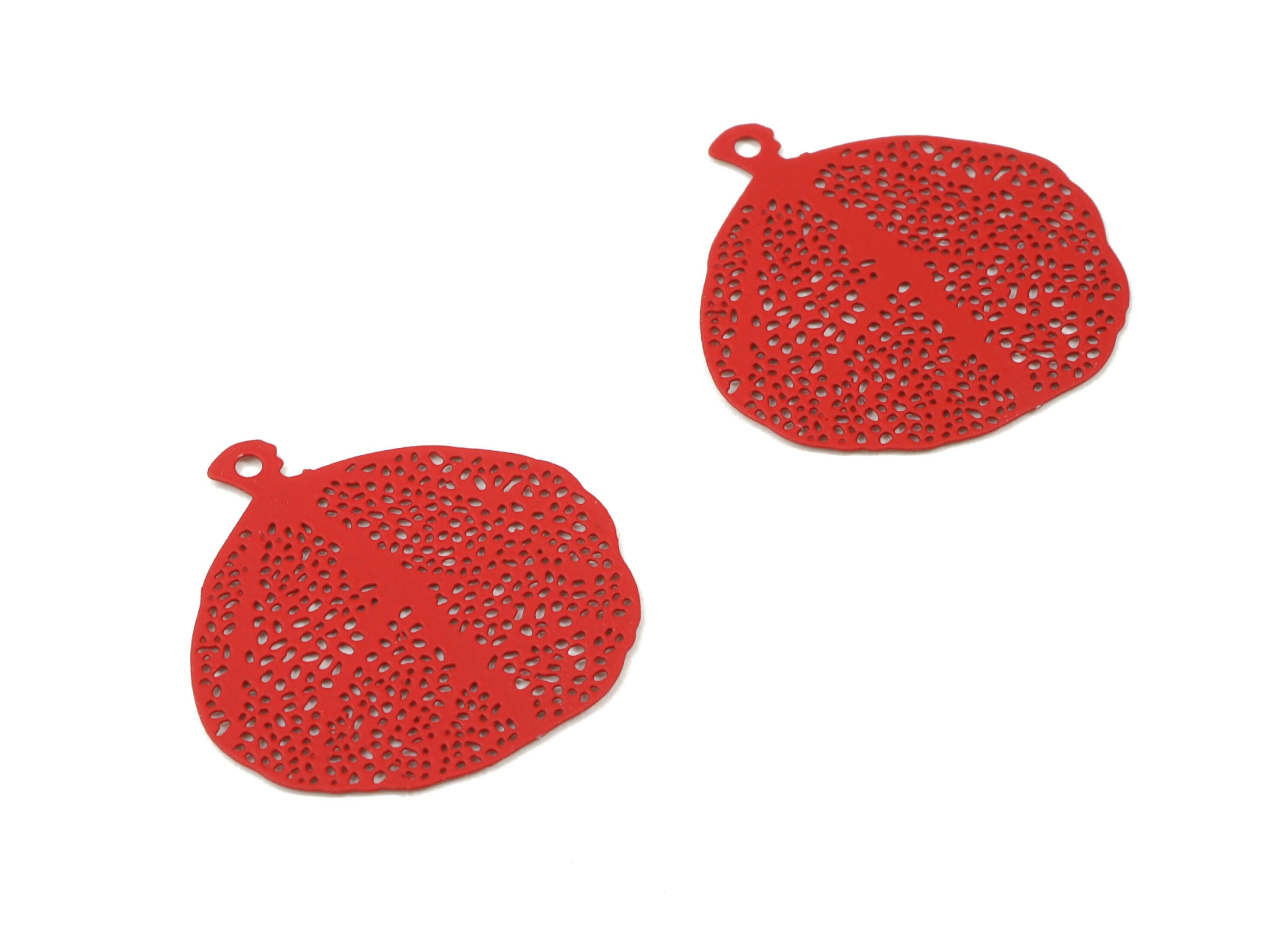 Red Leaf Brass Pendant - Brass Leaf For Necklace - Earring Charms - Jewelry Supplies - Color Code: J09 - 20.94x20.37x0.36mm -JJC3312-J09 - DOMEDBAZAAR