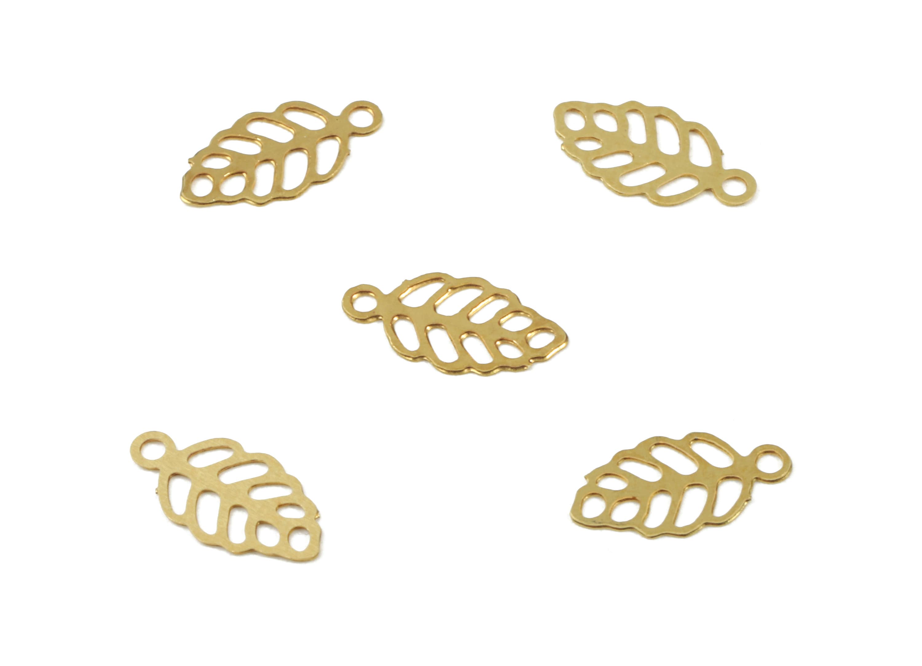 Brass Leaf Earring Charms - Raw Brass Leaf Necklace Pendant - Necklace Findings - Jewelry Supplies - 10.13x5.33x0.29mm - JJC1639 - DOMEDBAZAAR