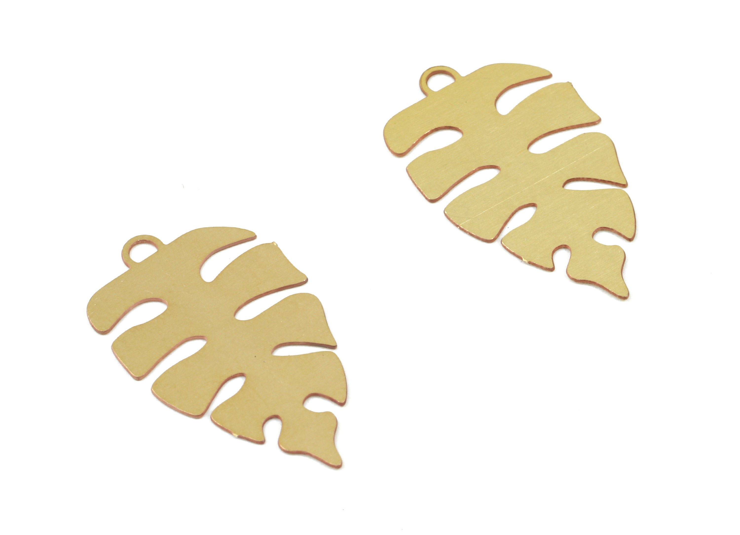 Brass Leaf Earring Charms - Raw Brass Leaf Necklace Pendant - Necklace Findings - Jewelry Supplies - 21.63x12.96x0.29mm - JJC9329 - DOMEDBAZAAR