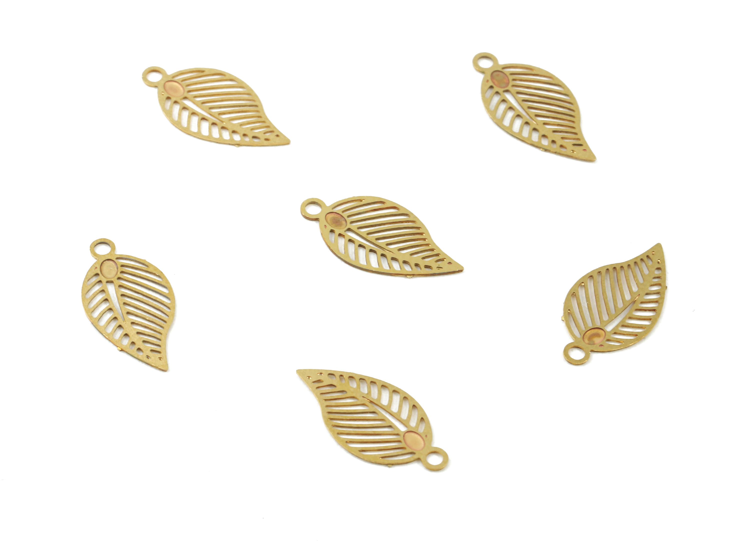 Brass Leaf Earring Charms - Raw Brass Leaf Necklace Pendant - Necklace Findings - Jewelry Supplies - 12.39x6.23x0.28mm - JJC6345 - DOMEDBAZAAR