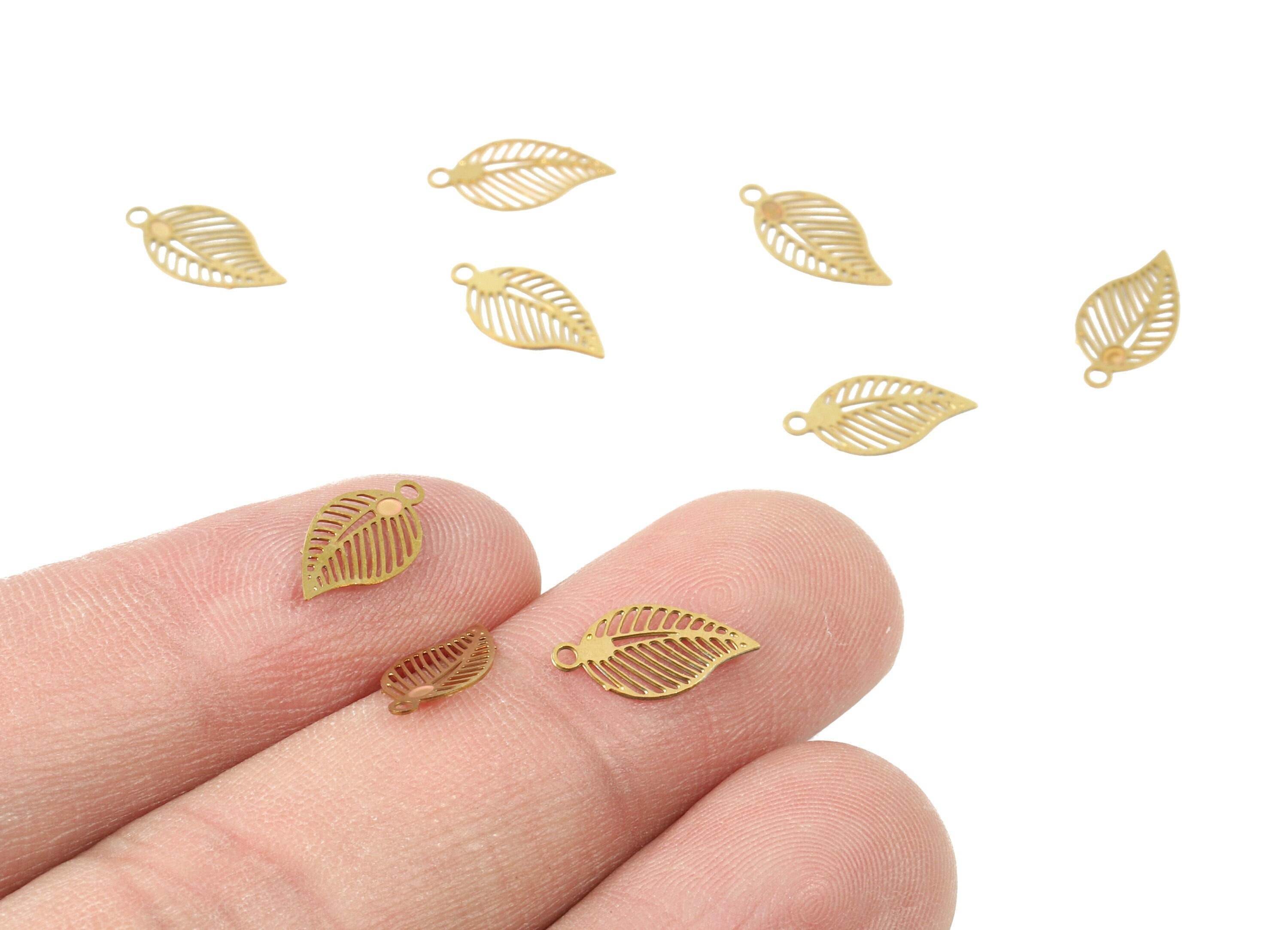 Brass Leaf Earring Charms - Raw Brass Leaf Necklace Pendant - Necklace Findings - Jewelry Supplies - 12.39x6.23x0.28mm - JJC6345 - DOMEDBAZAAR