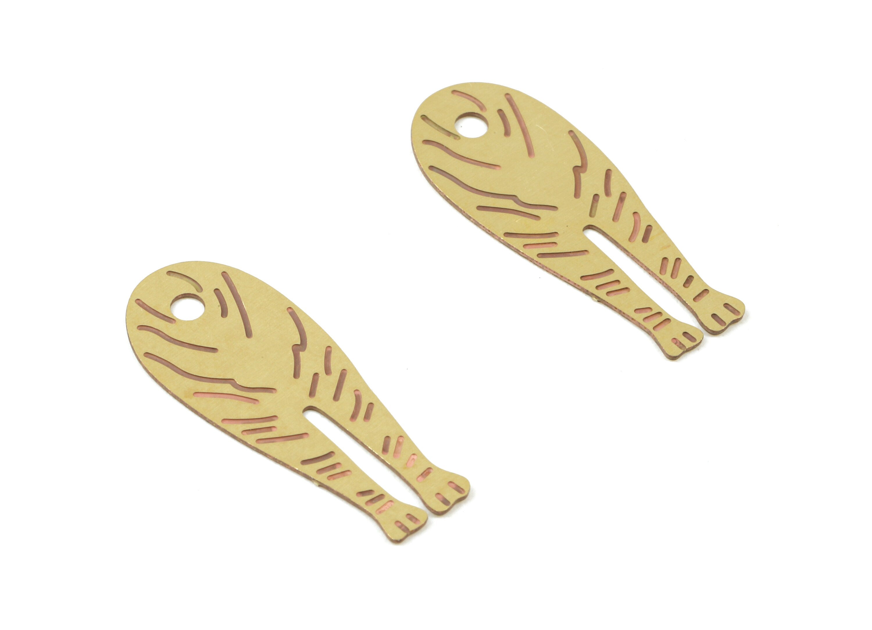 Brass Tiger Leg Earring Charm - Raw Brass Tiger Leg Necklace Charms - Necklace Findings - Jewelry Supplies - 22.34x8.86x0.3mm - JJC623 - DOMEDBAZAAR