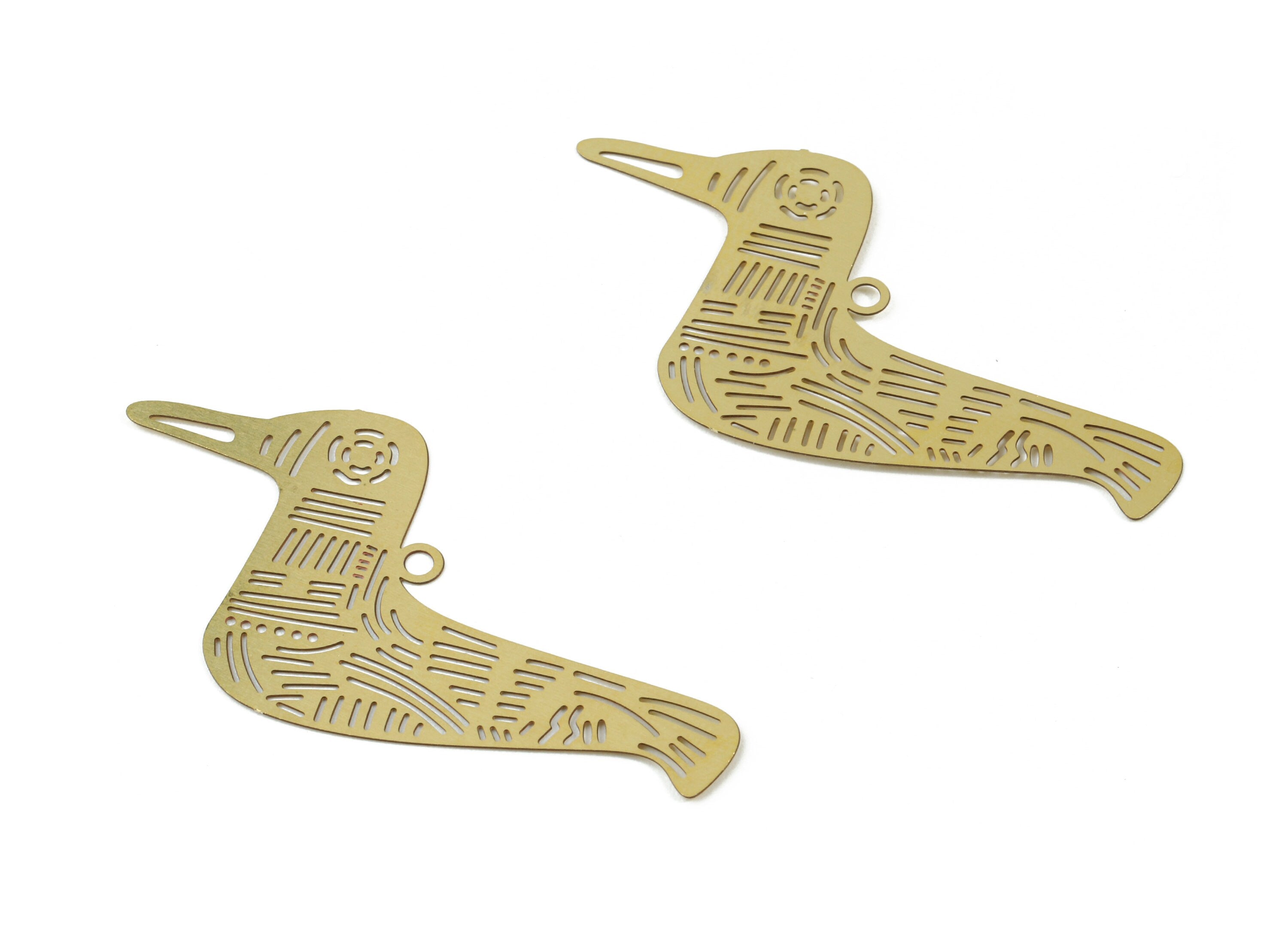 Raw Brass Goose Earring Charms - Goose Necklace Pendant - Necklace Findings - Jewelry Supplies - 48.54x25.83x0.29mm - JJB5061 - DOMEDBAZAAR