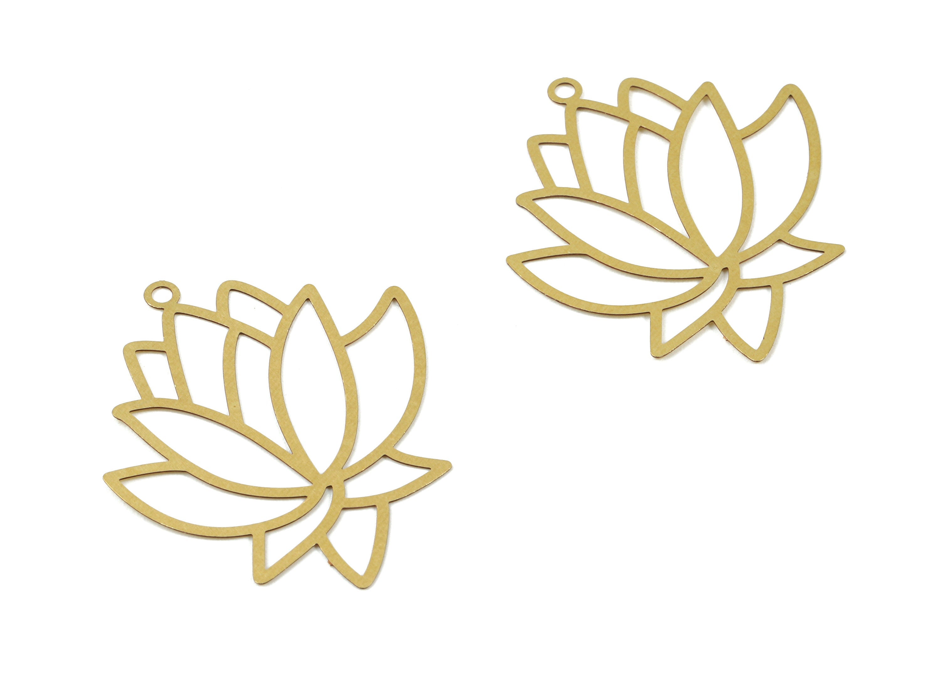 Raw Brass Lotus Earring Charms - Lotus Necklace Pendant - Necklace Findings - Jewelry Supplies - 37.35x39.34x0.29mm - JJB5406 - DOMEDBAZAAR