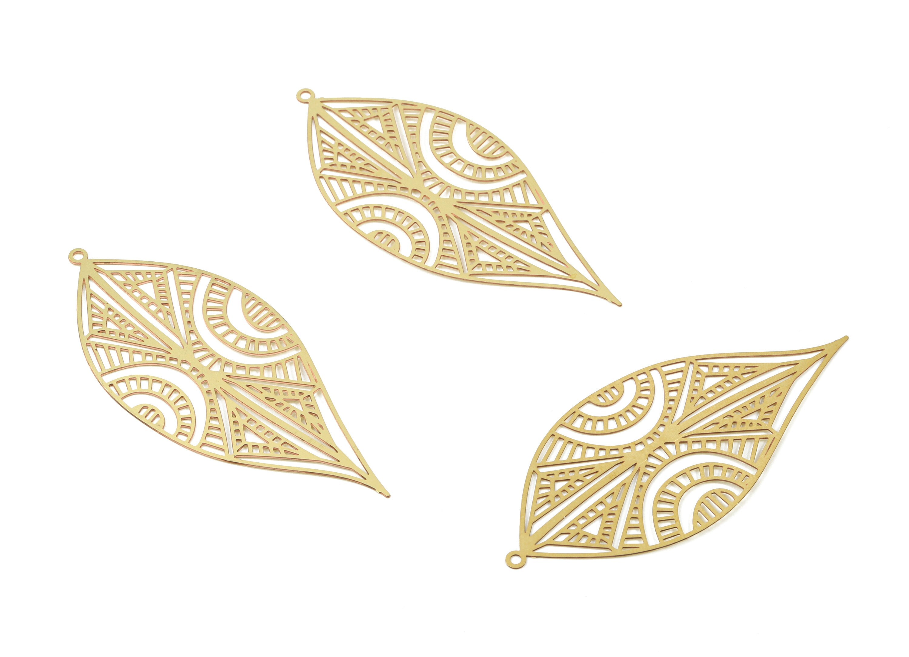 Raw Brass Leaf Earring Charms - Leaf Necklace Pendant - Necklace Findings - Jewelry Supplies - 57.27x24.9x0.29mm - JJB5394 - DOMEDBAZAAR