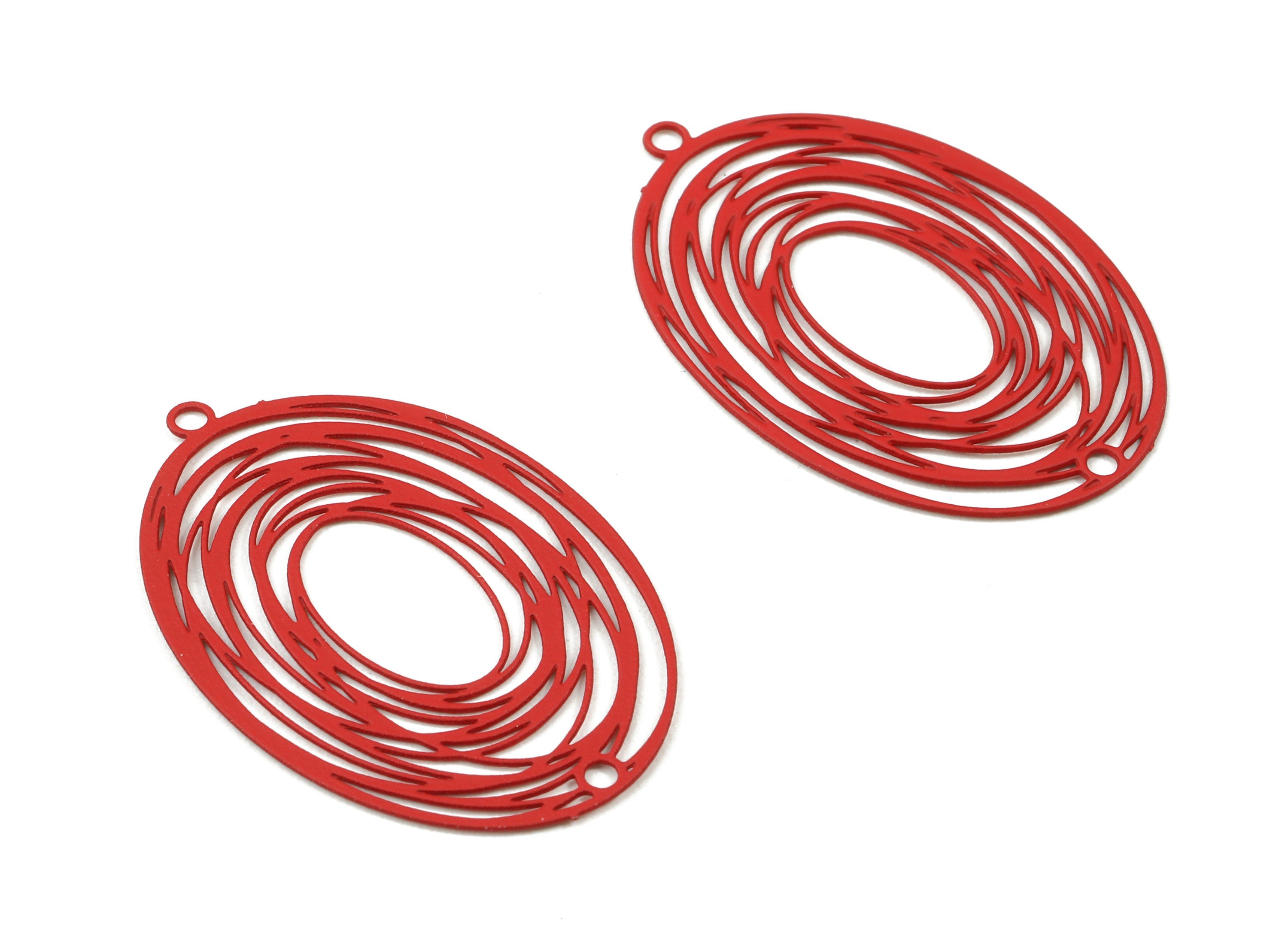 Red Oval Brass Pendant - Brass Oval For Necklace - Earring Charms  - Jewelry Supplies - Color Code: J09 - 31.78x21.5x0.41mm - JJB2908-J09 - DOMEDBAZAAR