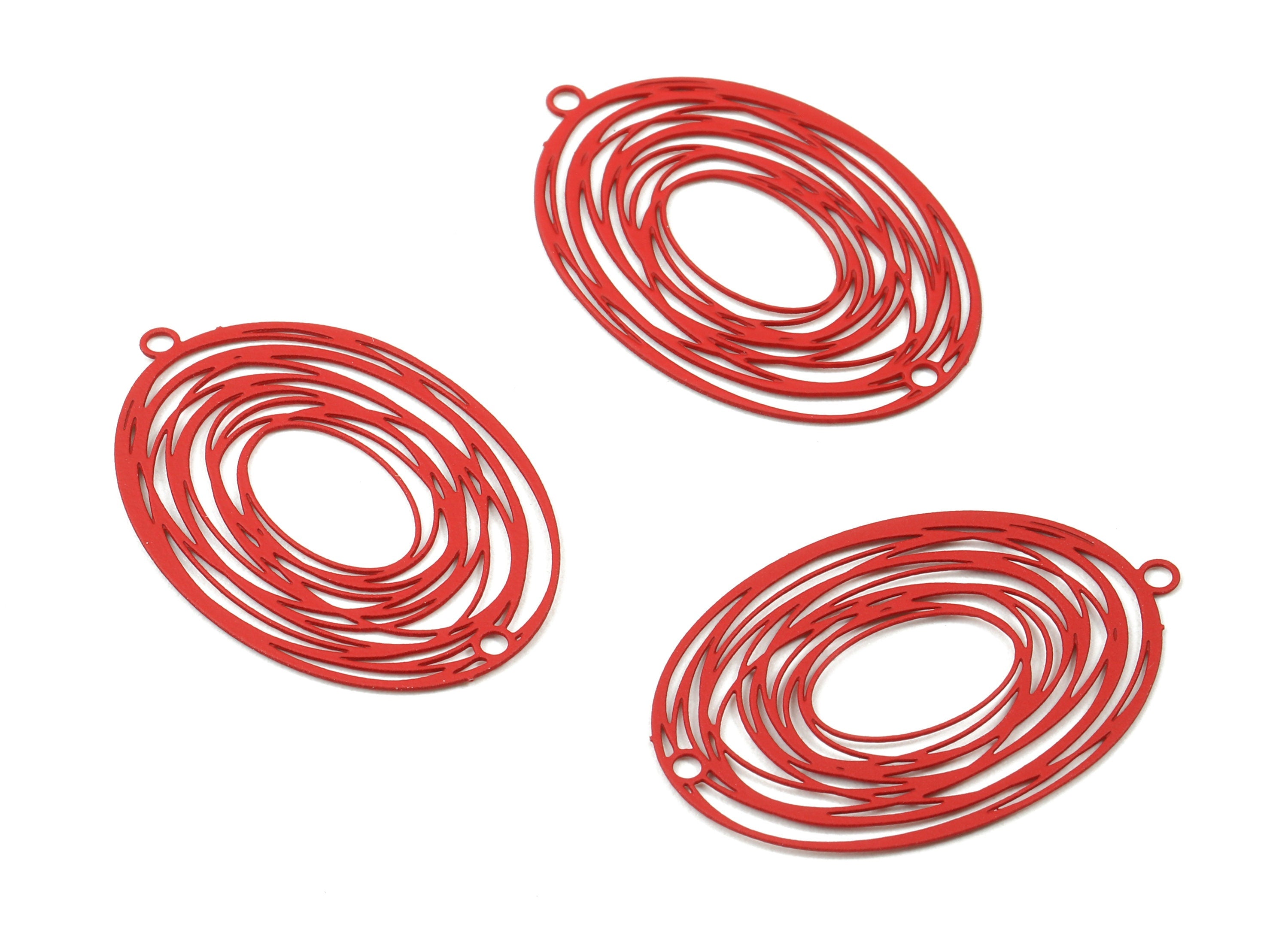 Red Oval Brass Pendant - Brass Oval For Necklace - Earring Charms  - Jewelry Supplies - Color Code: J09 - 31.78x21.5x0.41mm - JJB2908-J09 - DOMEDBAZAAR