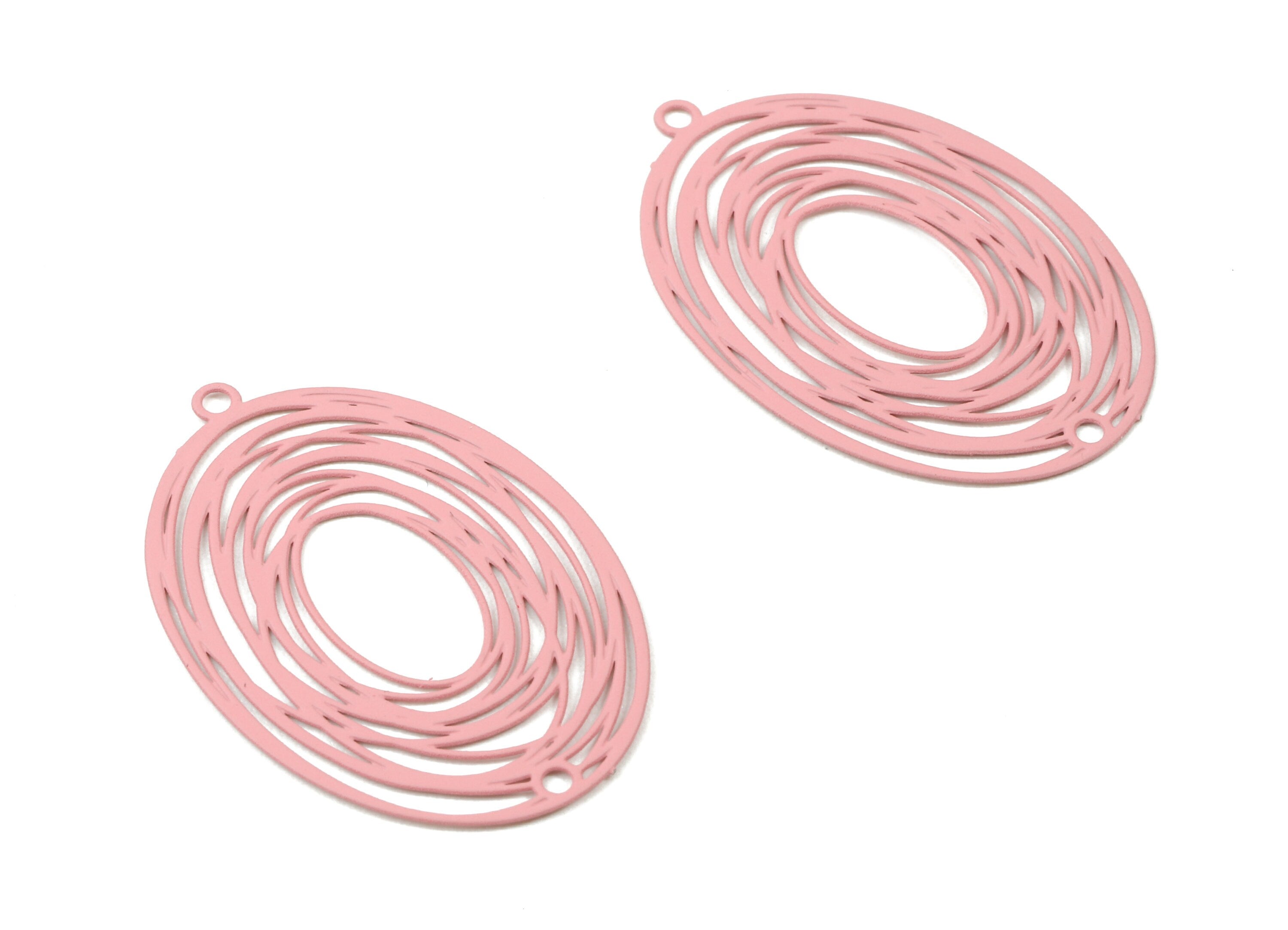 Taffy Pink Oval Brass Pendant - Brass Oval For Necklace - Earring Charms - Color Code: J07 - 31.78x21.5x0.41mm - JJB2908-J07 - DOMEDBAZAAR