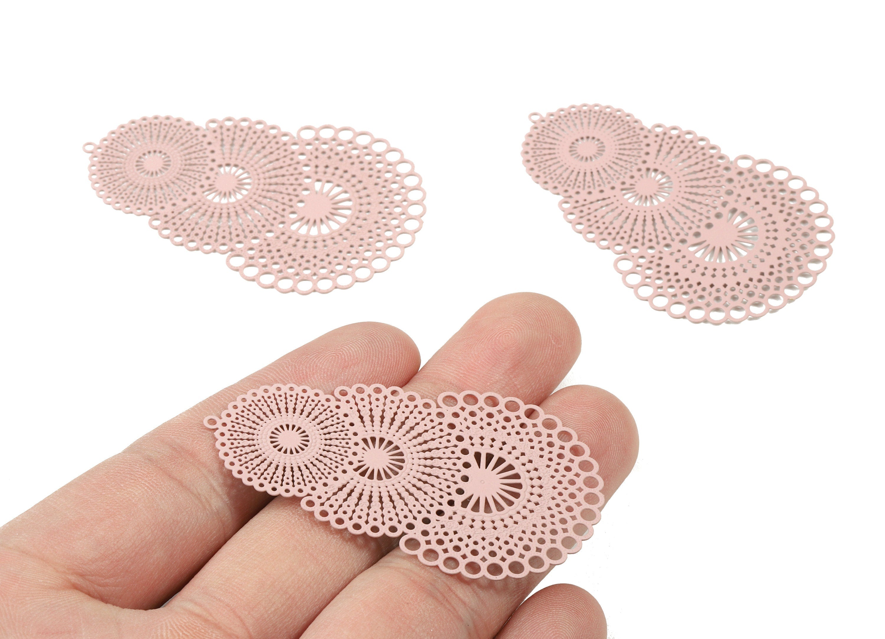 Dragonfly Pink Rounds Brass Pendant - Brass Round For Necklace - Earring Supplies - Color Code: J03 - 56.63x35.53x0.44mm - JJB3881-J03 - DOMEDBAZAAR