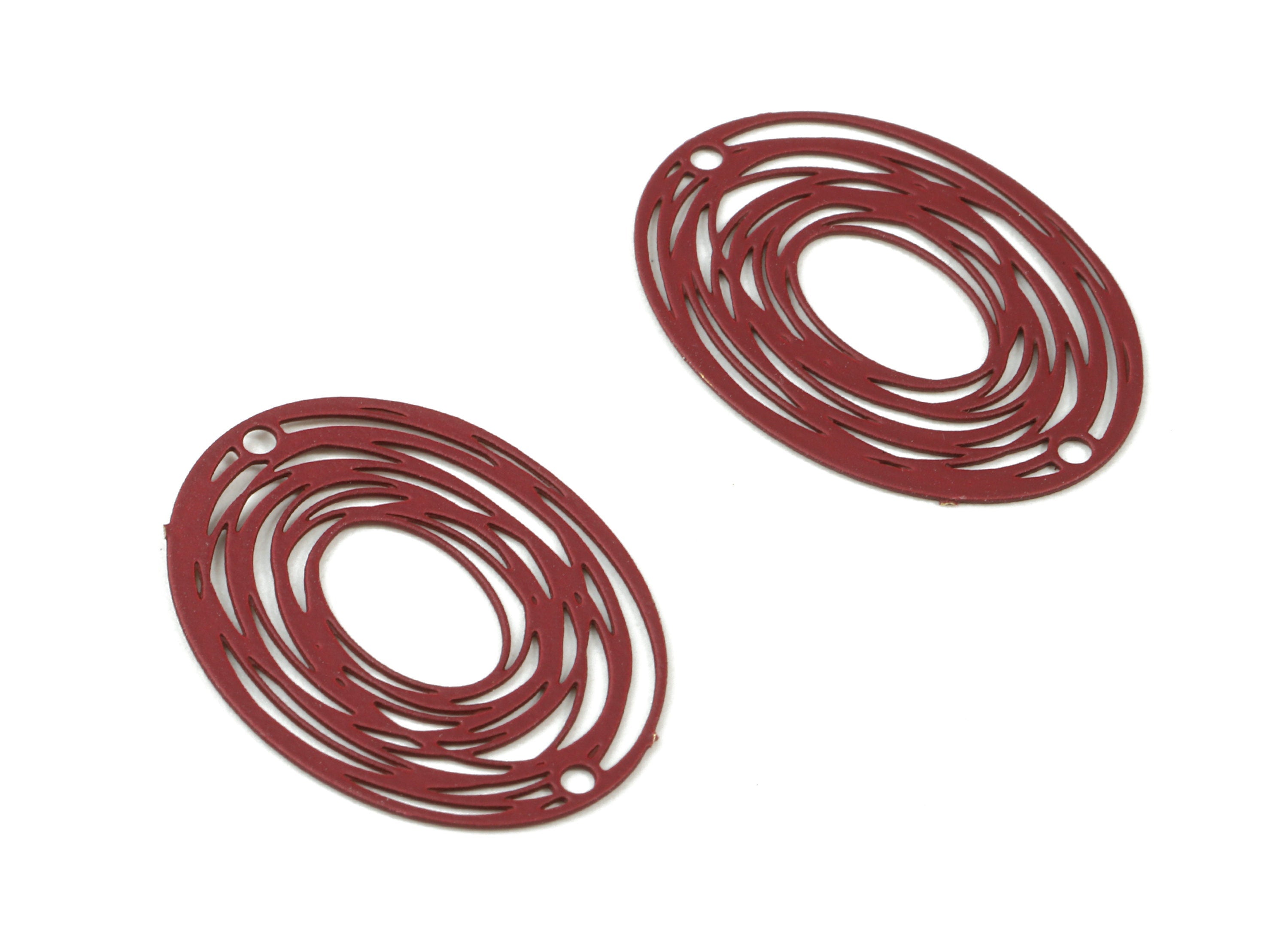 Rosewood Oval Earring Connector - Brass Round Necklace Connector - Earring Supplies - Color Code: J06 - 23.4x16.94x0.45mm - JJB2718-J06 - DOMEDBAZAAR