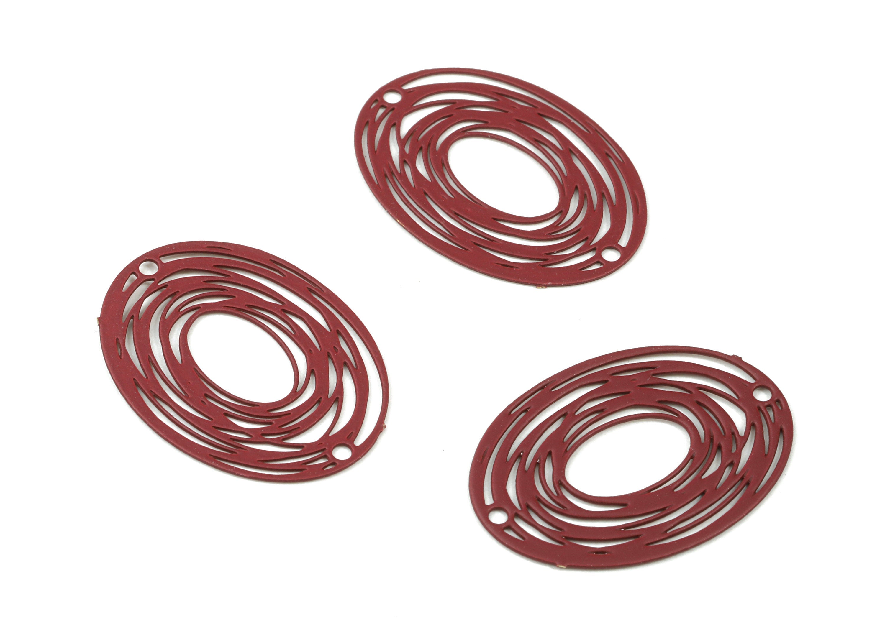 Rosewood Oval Earring Connector - Brass Round Necklace Connector - Earring Supplies - Color Code: J06 - 23.4x16.94x0.45mm - JJB2718-J06 - DOMEDBAZAAR