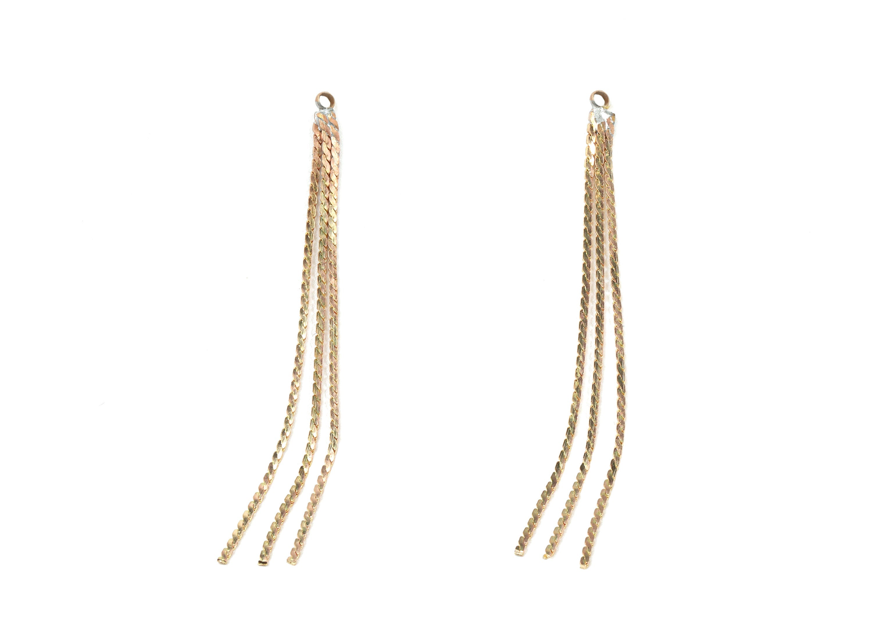 Brass Serpentine Chains Charm - Raw Brass Tassel Chains Charms - Earring Findings - Jewelry Supplies - 62x3.66x1.4mm - PP3054 - DOMEDBAZAAR