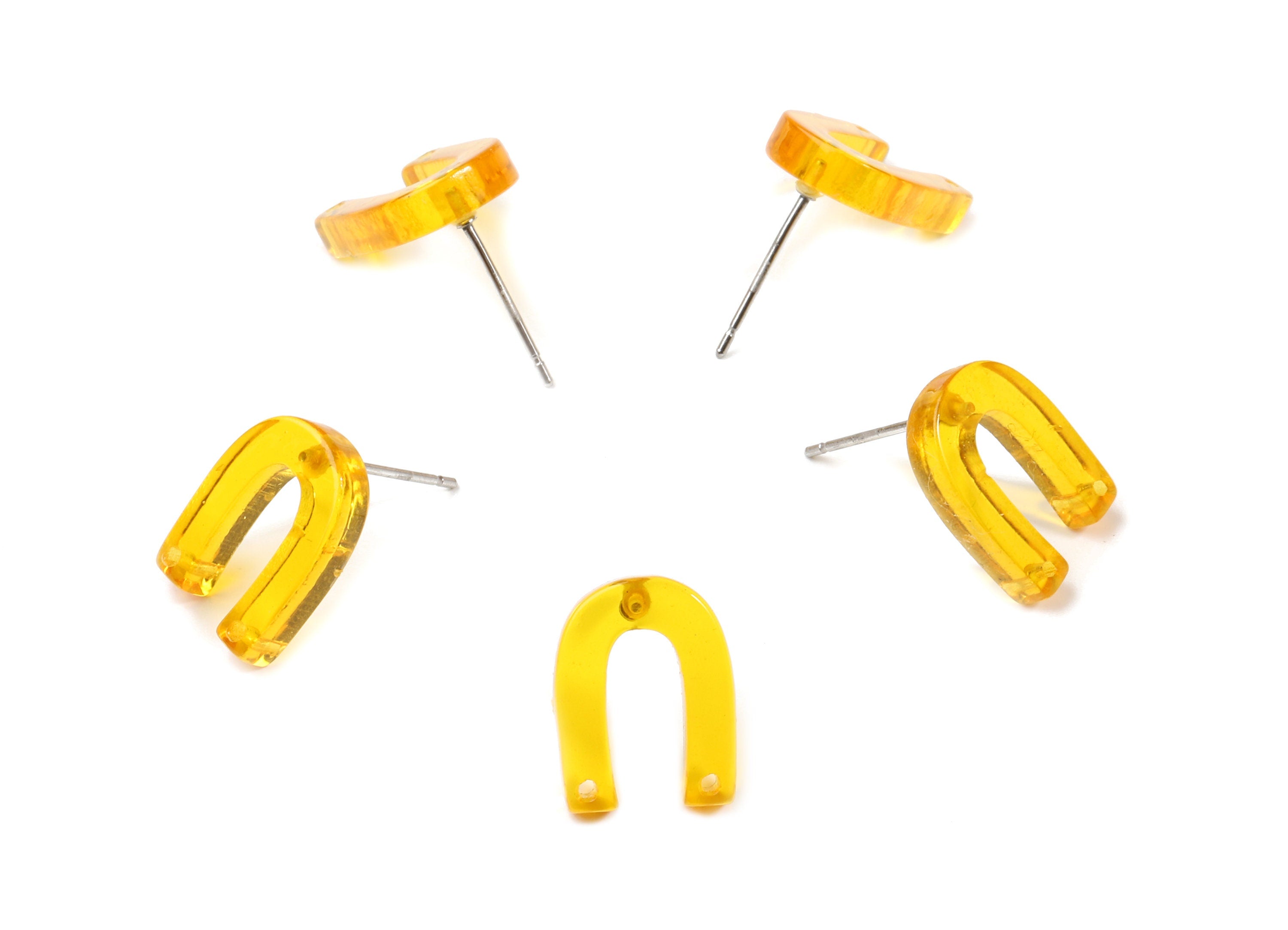 Acrylic Mini U Earring Stud With 2 Hole - Horsehoe Connector Earring Post - Color Code: A71 - 13.64x10.46x3.12mm - AC1227-A71 - DOMEDBAZAAR