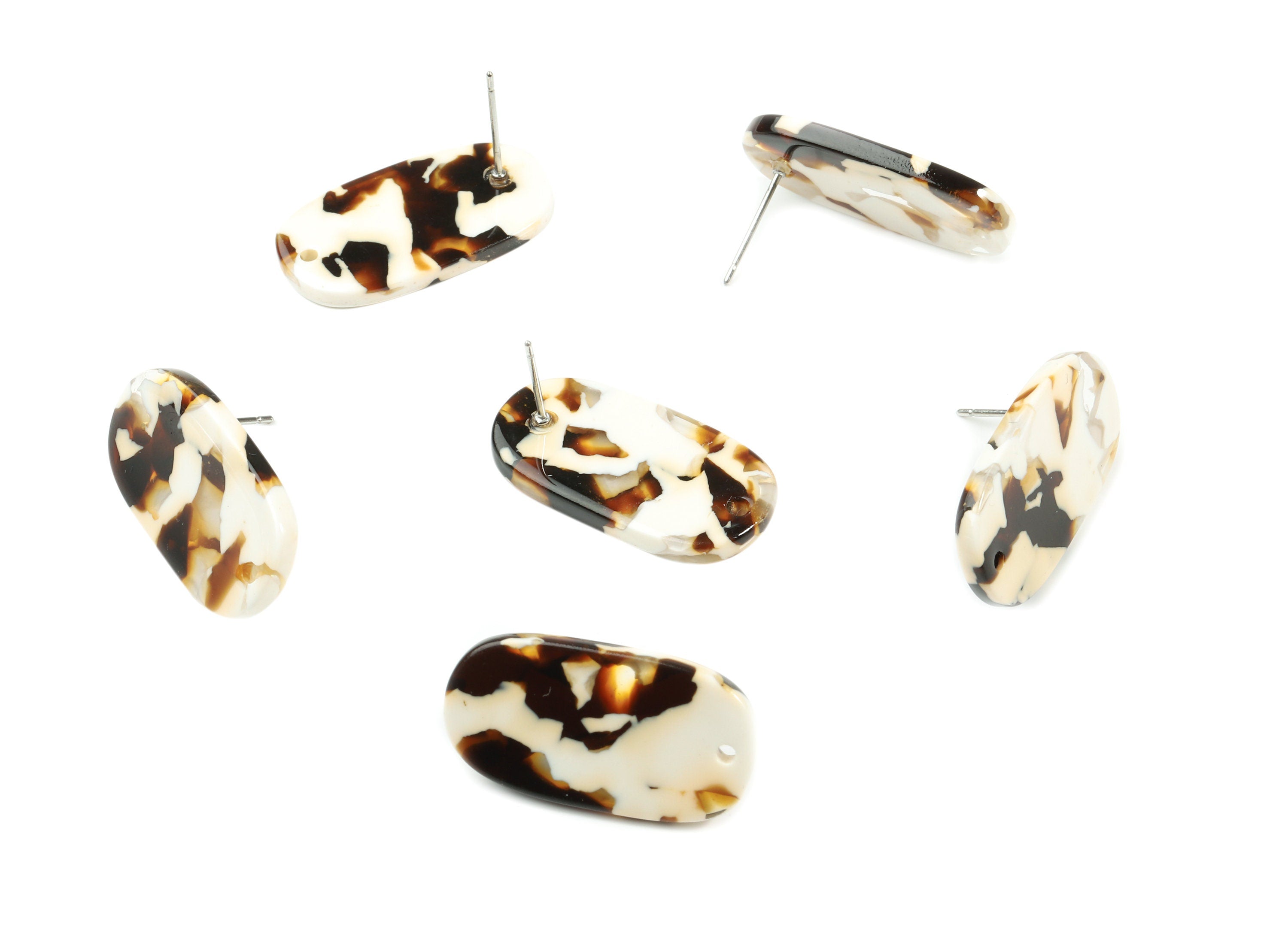 Acetate Oval Earring Stud With Hole - Oval Connector Earring Post - Earring Post - Color Code: A257 - 26.42x14.07x2.3mm - AC1811-A257 - DOMEDBAZAAR