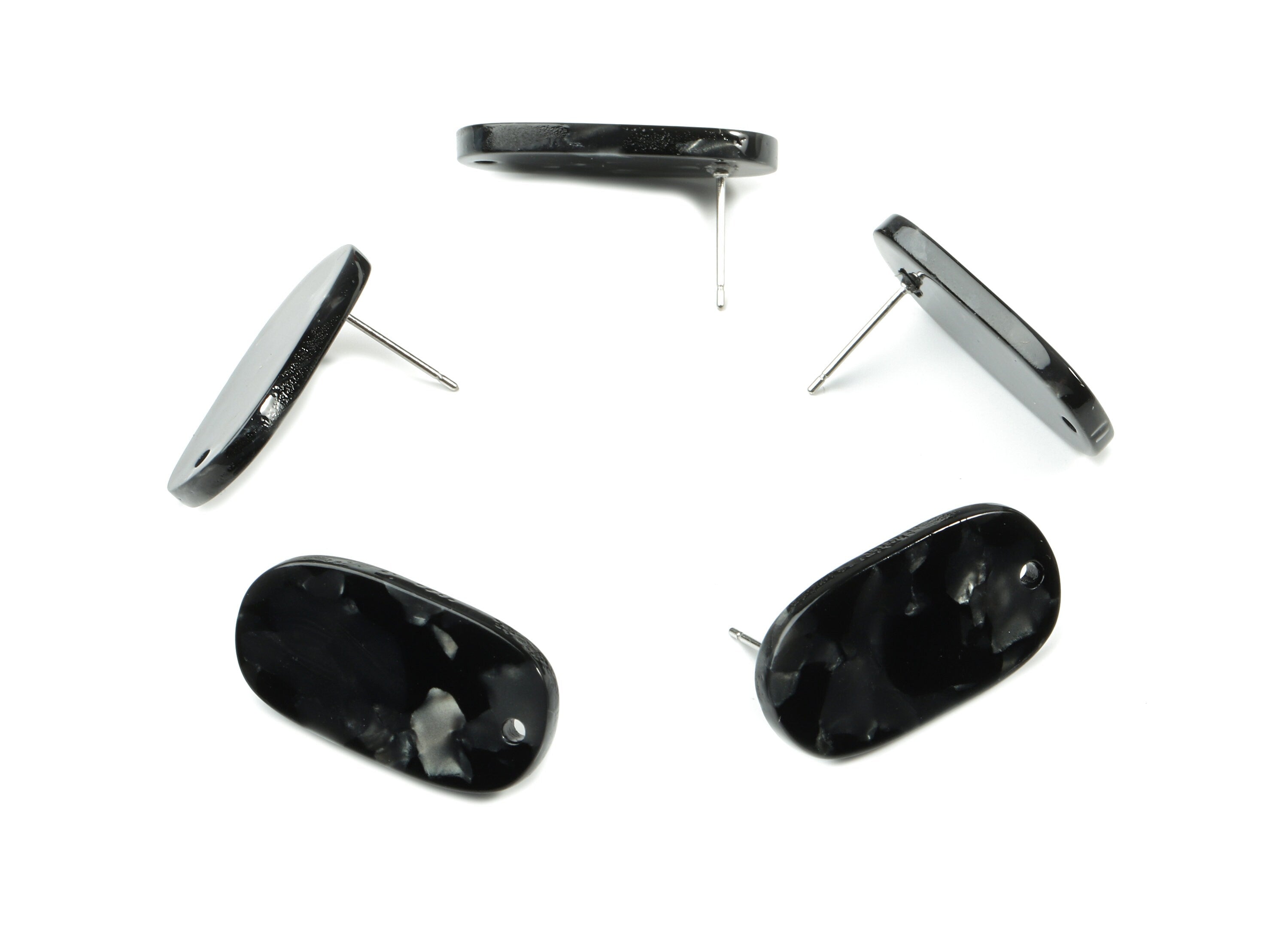 Acetate Oval Earring Stud With Hole - Oval Connector Earring Post - Earring Post - Color Code: A48 - 26.63x13.9x2.7mm - AC1811-A48 - DOMEDBAZAAR