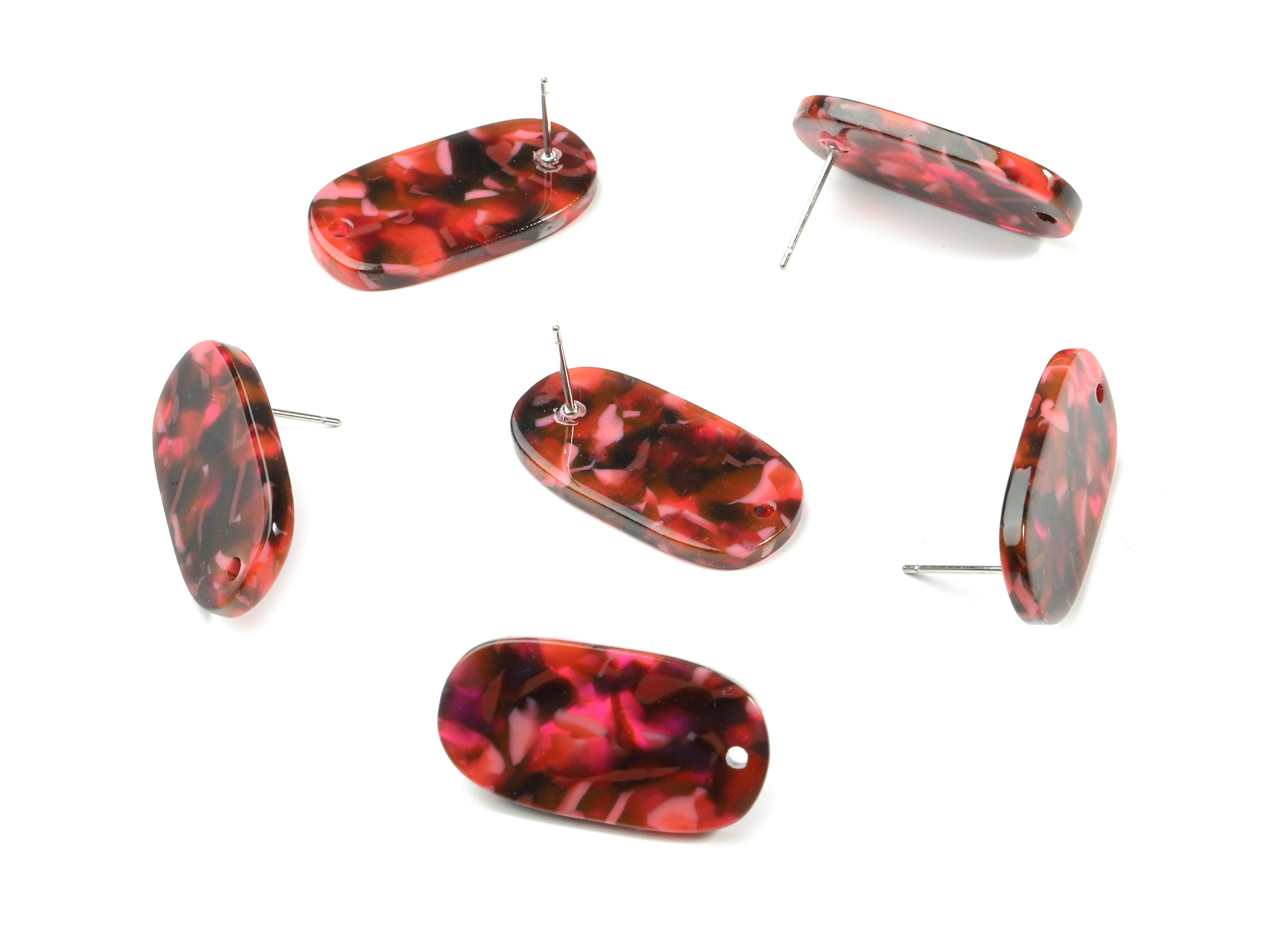 Acetate Oval Earring Stud With Hole - Oval Connector Earring Post - Earring Post - Color Code: A93 - 26.63x13.9x2.7mm - AC1811-A93 - DOMEDBAZAAR