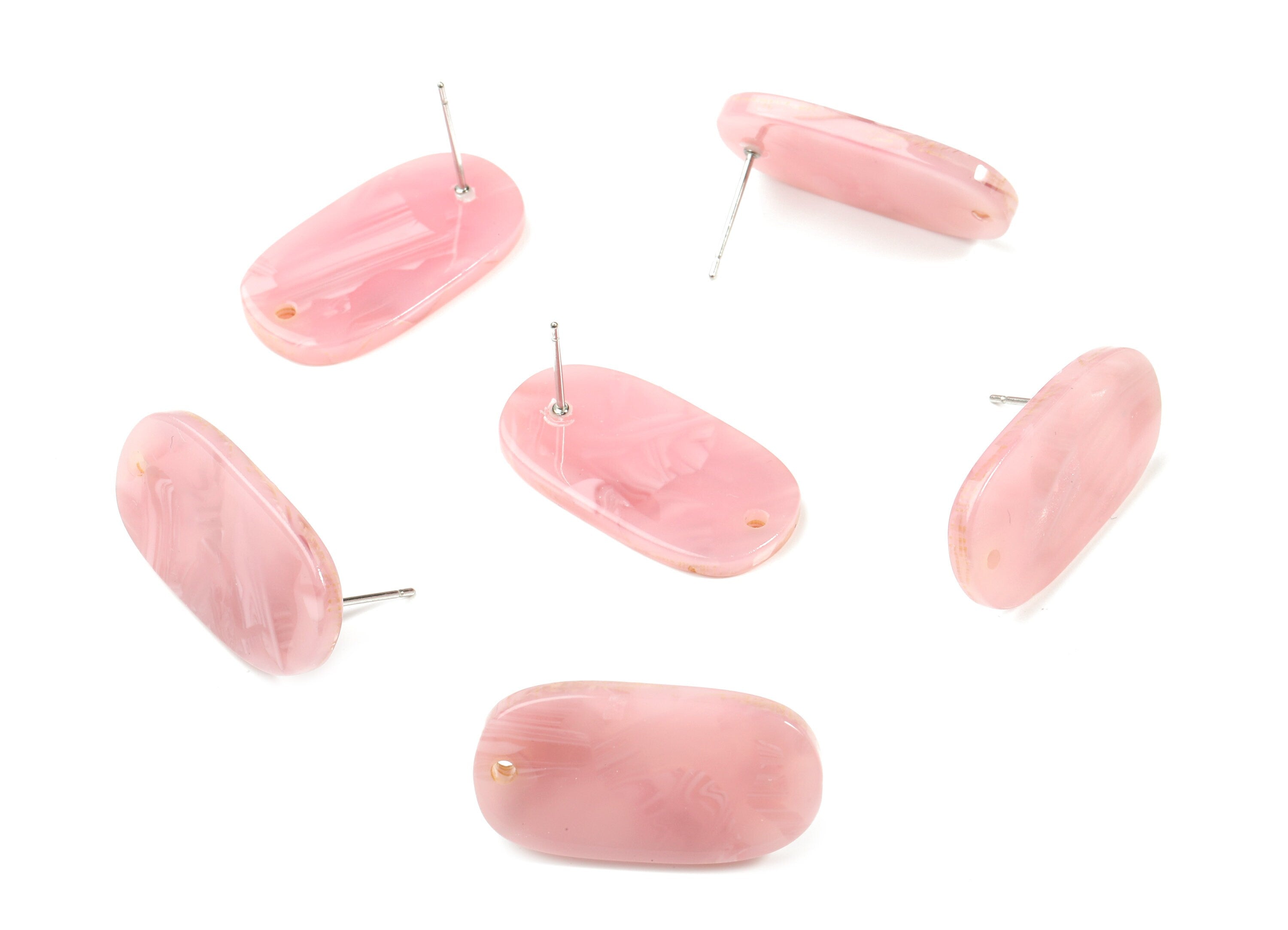 Acetate Oval Earring Stud With Hole - Oval Connector Earring Post - Earring Post - Color Code: A26 - 26.65x13.9x2.63mm - AC1811-A26 - DOMEDBAZAAR