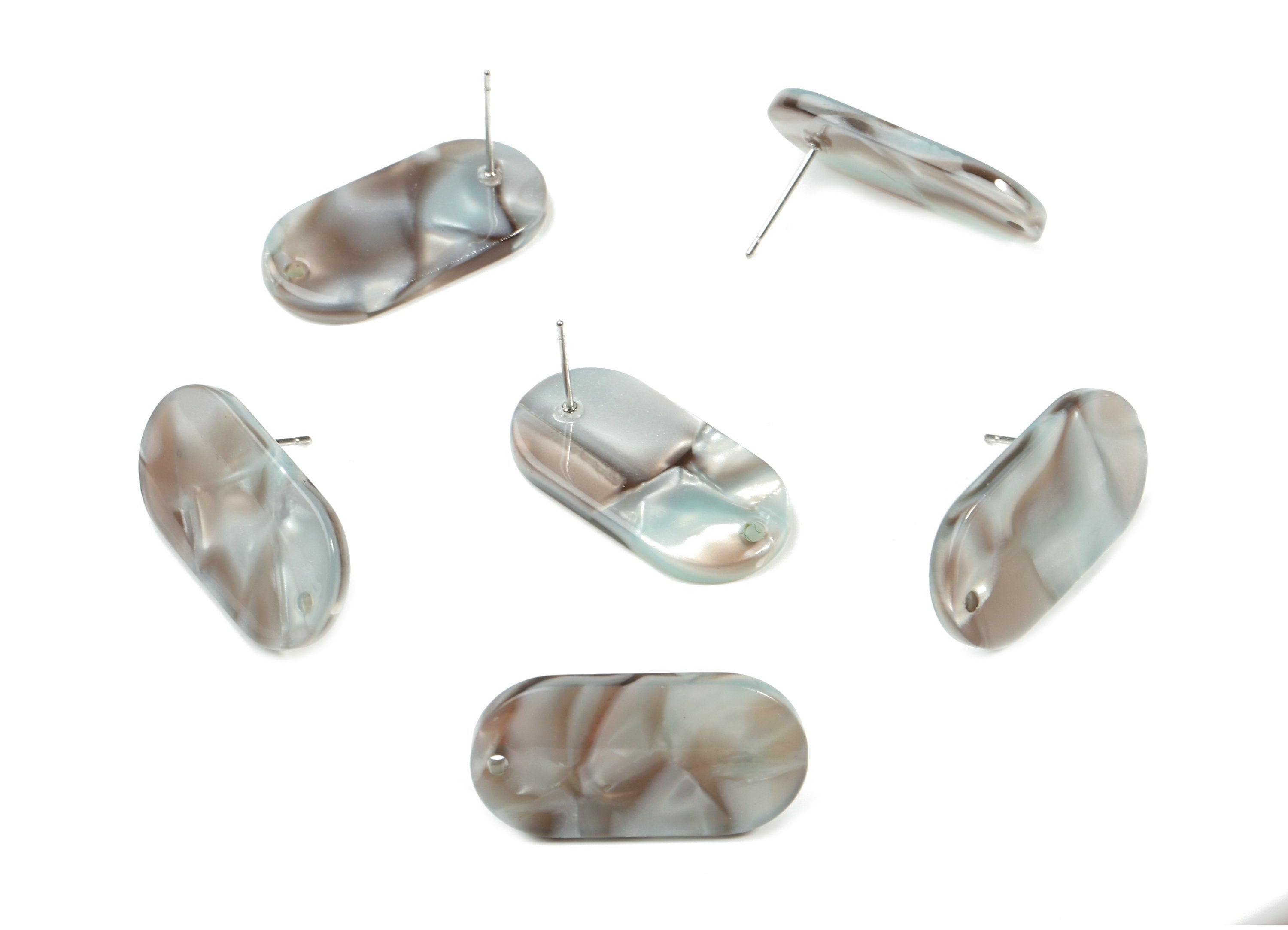 Acetate Oval Earring Stud With Hole - Oval Connector Earring Post - Earring Post - Color Code: A22 - 26.65x13.9x2.63mm - AC1811-A22 - DOMEDBAZAAR