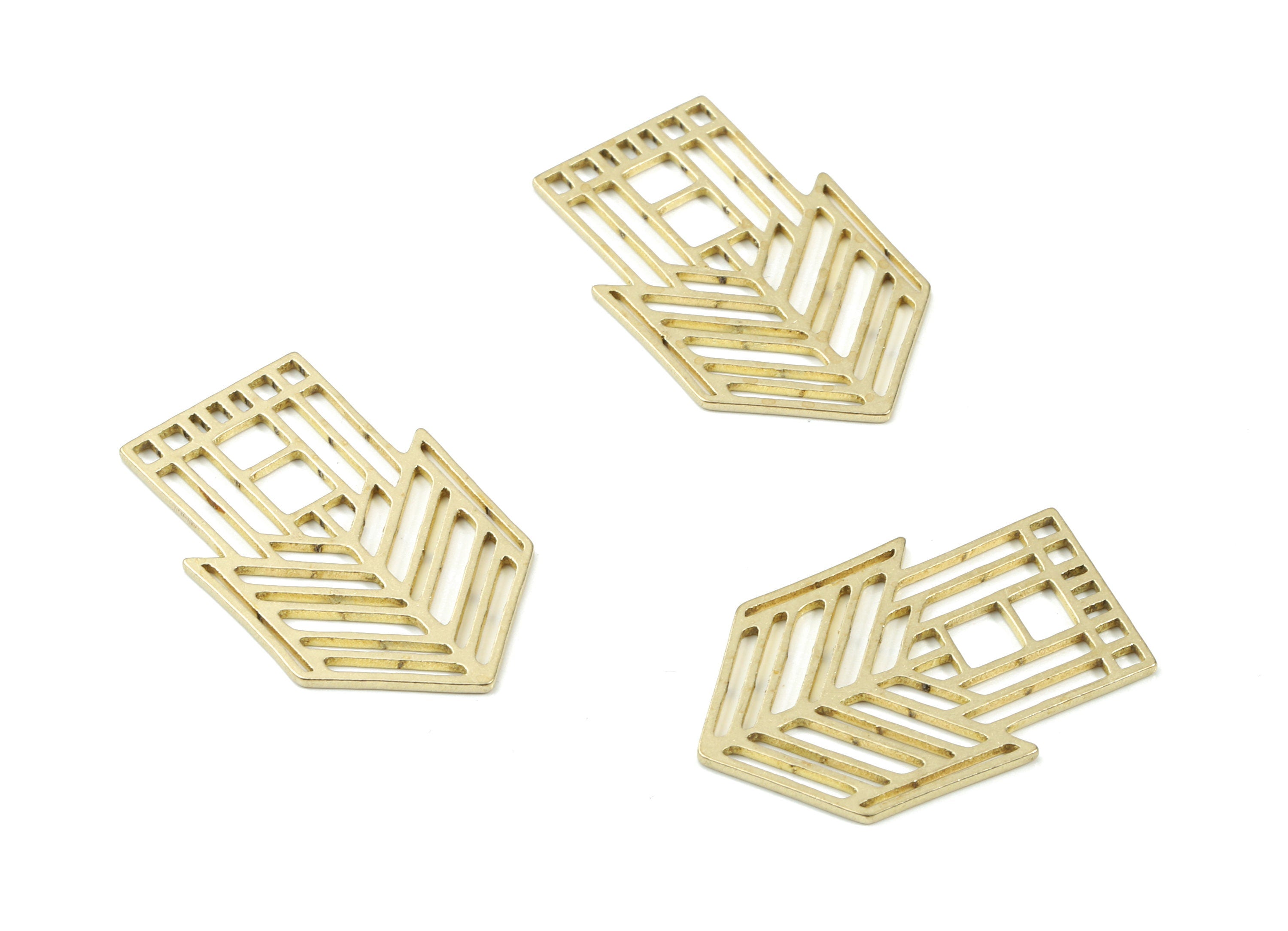Brass Arrow Earring Charms - Raw Brass House Pendant - Earring Findings - Jewelry Supplies - 25.25x16.15x0.83mm - PP3099 - DOMEDBAZAAR