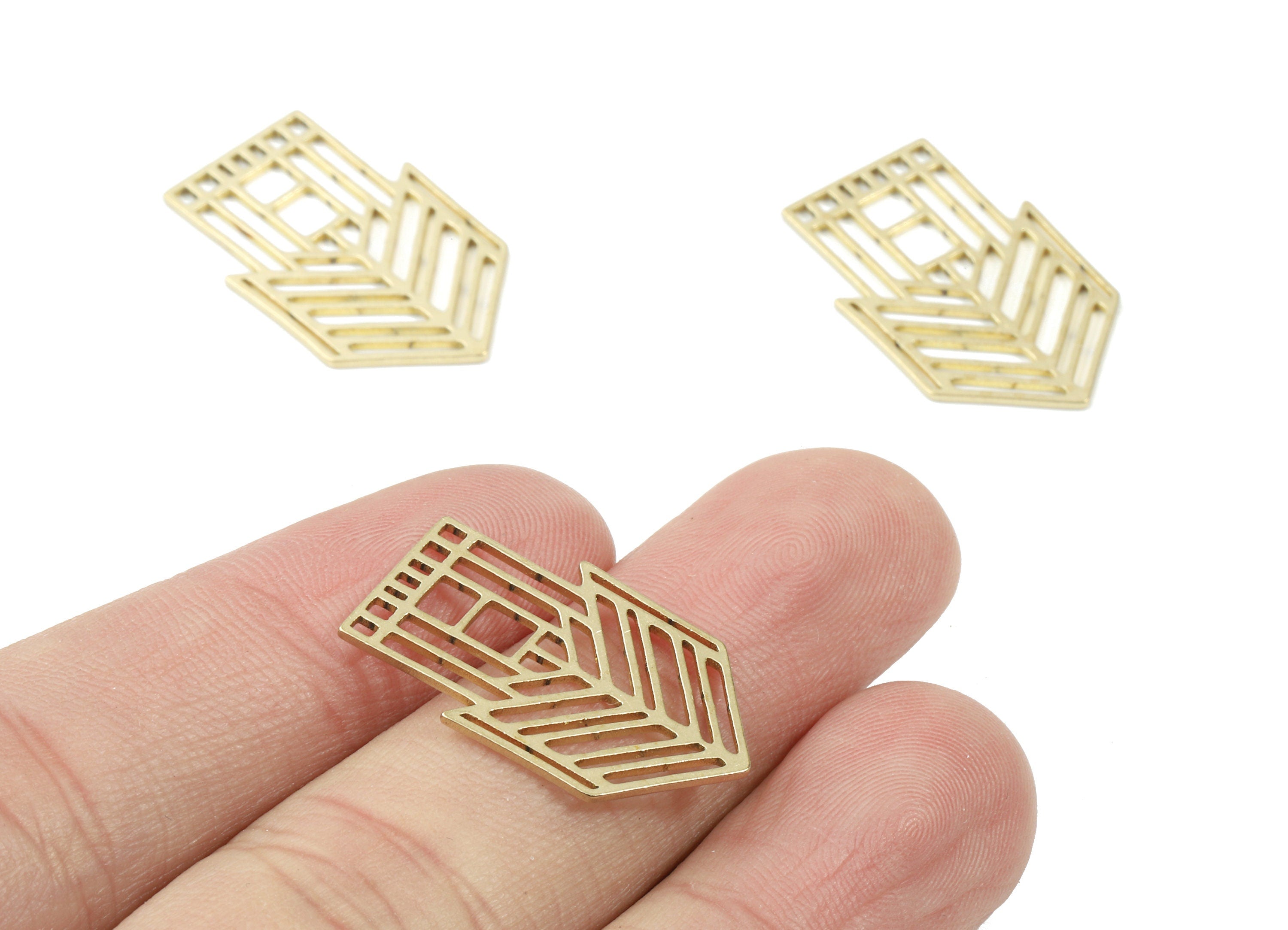 Brass Arrow Earring Charms - Raw Brass House Pendant - Earring Findings - Jewelry Supplies - 25.25x16.15x0.83mm - PP3099 - DOMEDBAZAAR