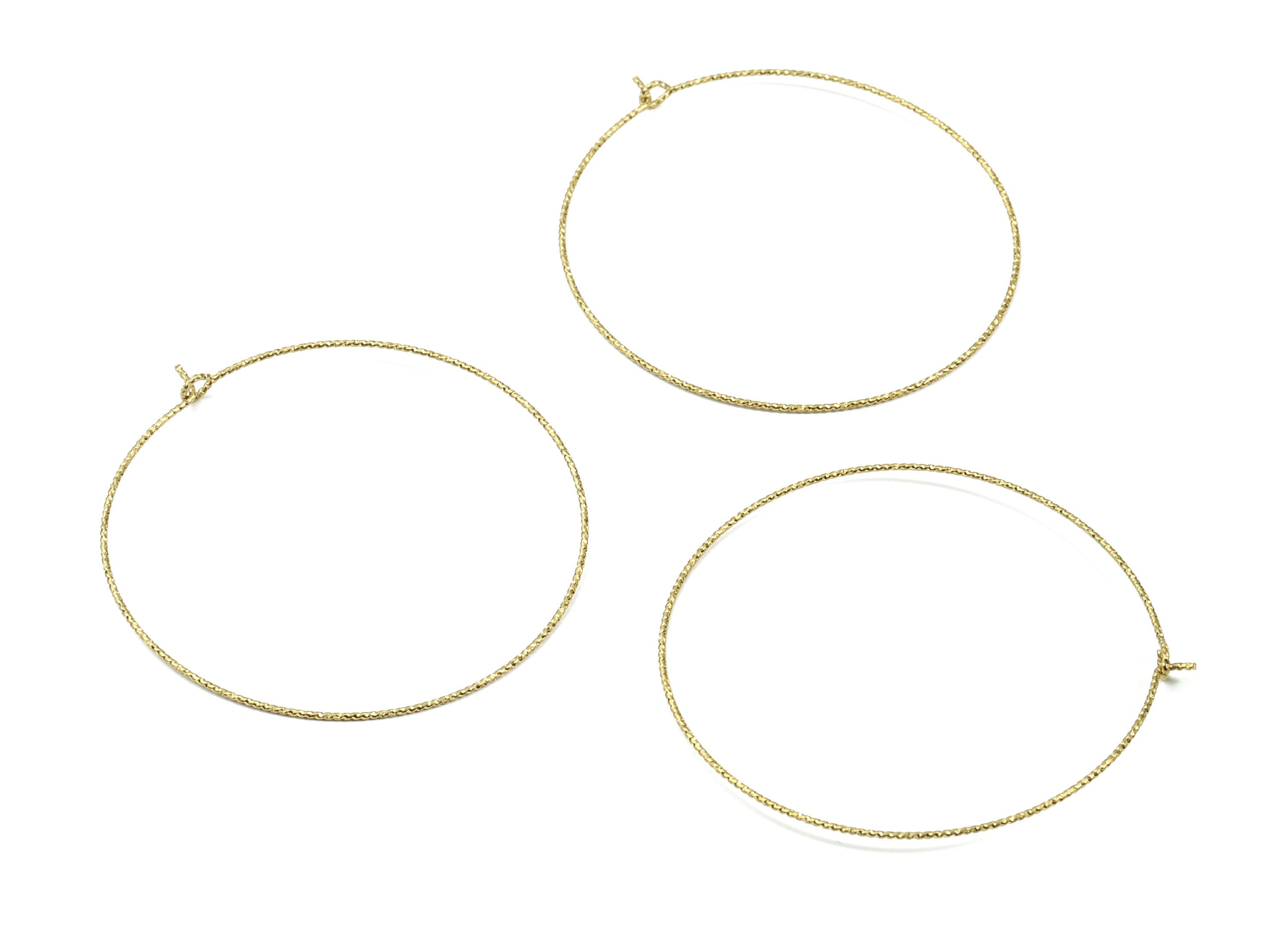 Brass Circle Pattern Ear Wire - 50# Raw Brass Earring Hoops - Rope Hoops - Earring Findings - Jewelry Supplies - 54.39x51.15x0.72mm - PP3116 - DOMEDBAZAAR