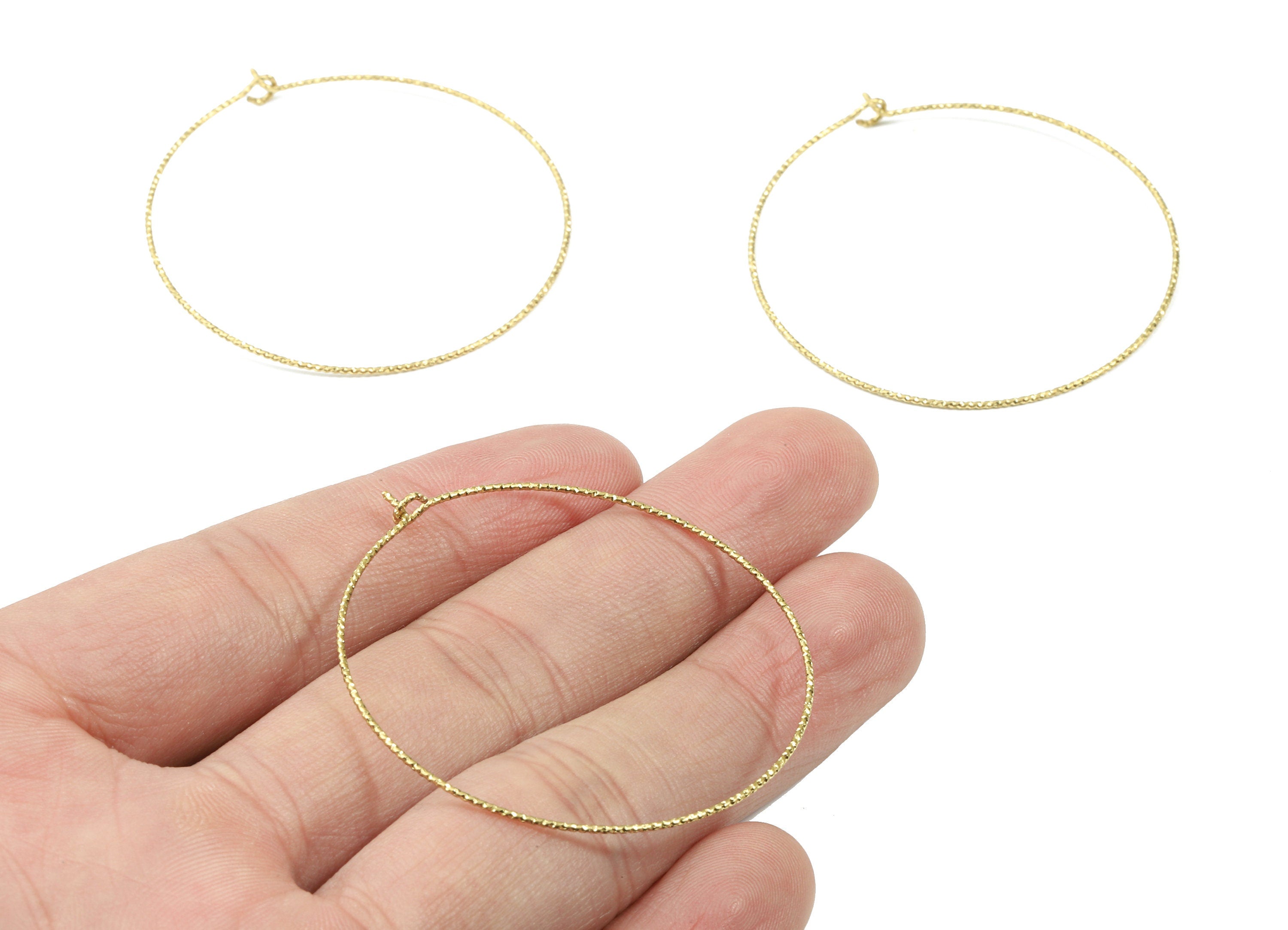 Brass Circle Pattern Ear Wire - 45# Raw Brass Earring Hoops - Rope Hoops - Earring Findings - Jewelry Supplies - 47.89x44.65x0.71mm - PP3115 - DOMEDBAZAAR