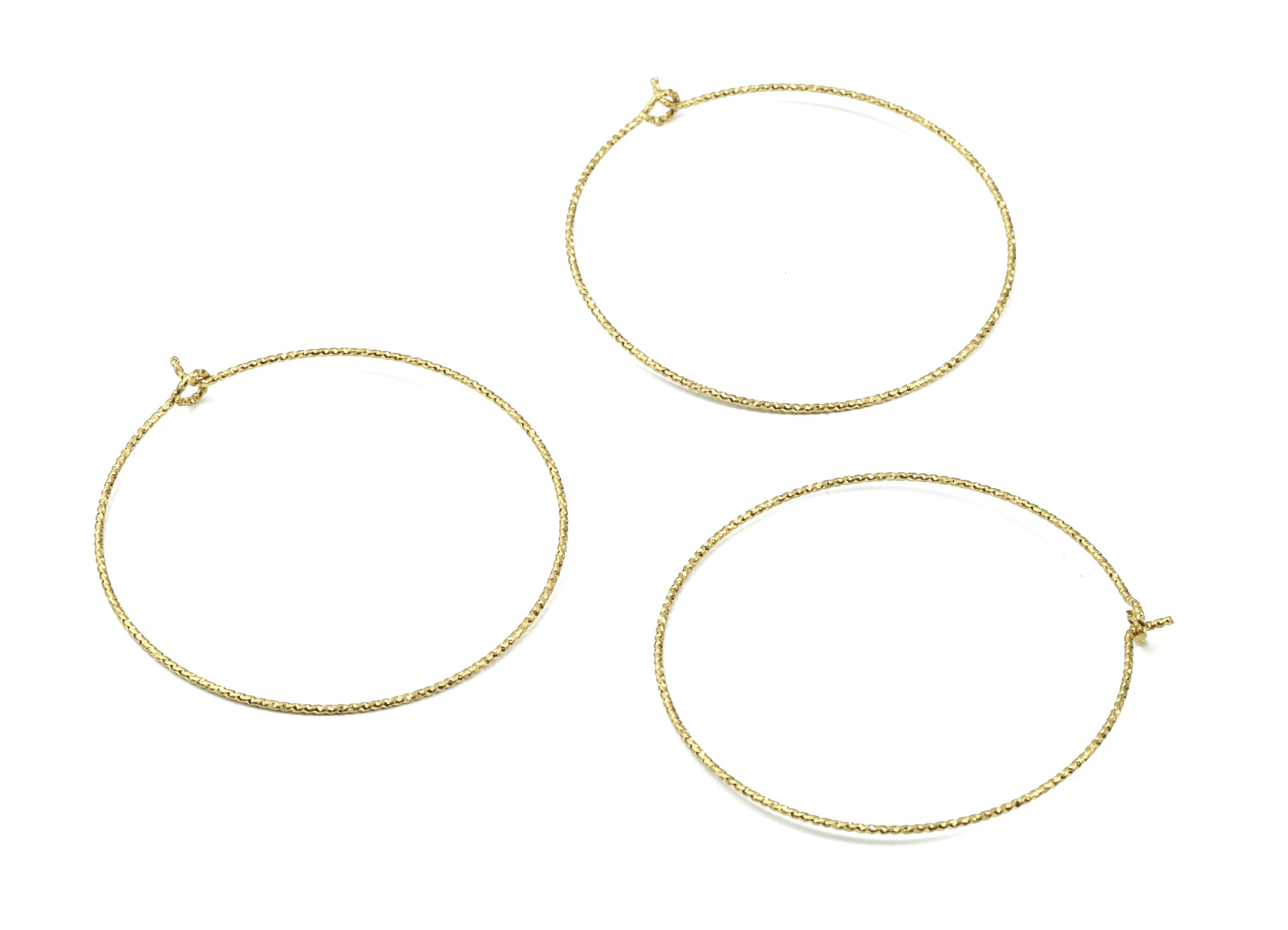 Brass Circle Pattern Ear Wire - 40# Raw Brass Earring Hoops - Rope Hoops - Earring Findings - Jewelry Supplies - 43.2x40.09x0.73mm - PP3114 - DOMEDBAZAAR