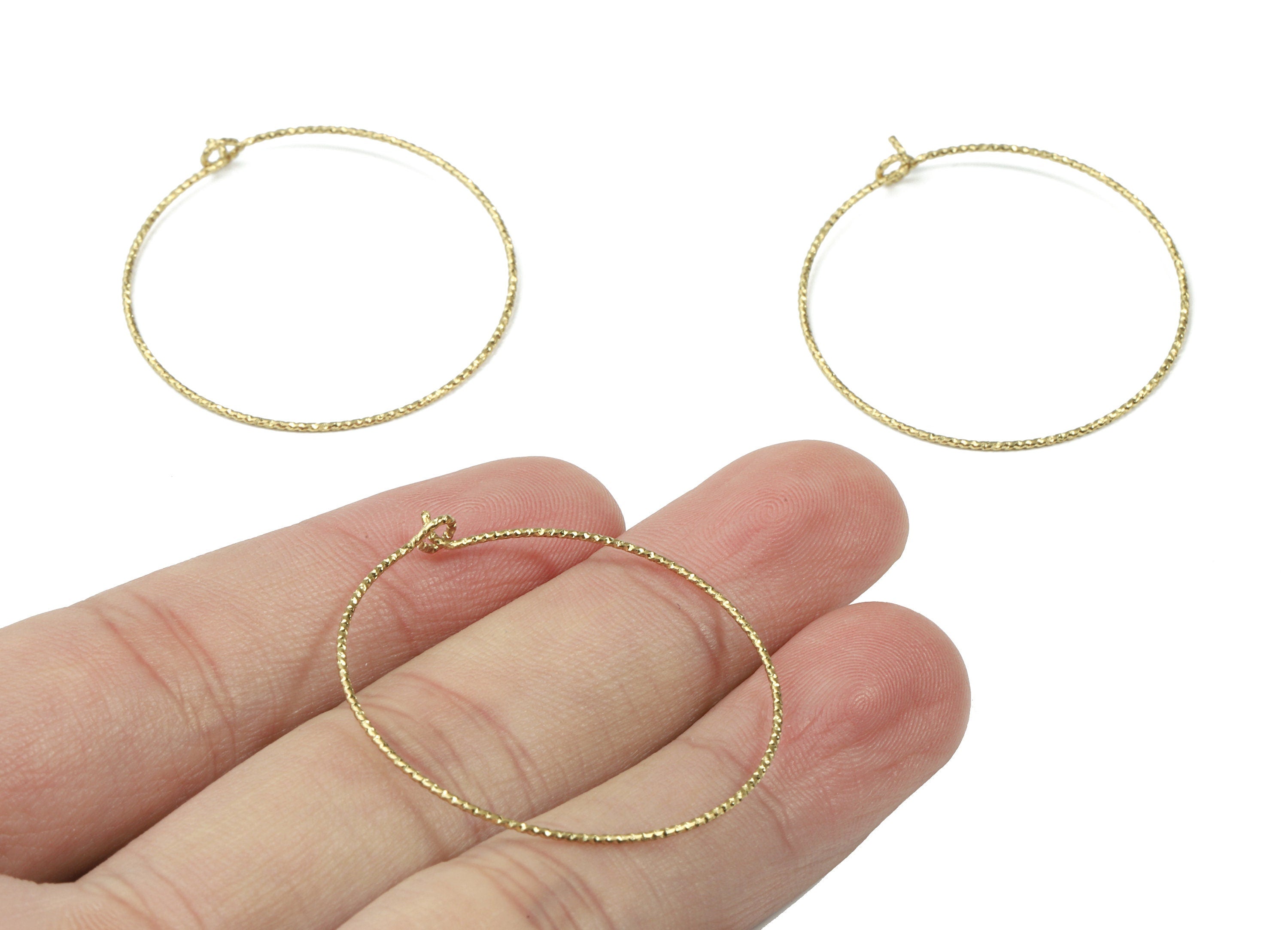 Brass Circle Pattern Ear Wire - 35# Raw Brass Earring Hoops - Rope Hoops - Earring Findings - Jewelry Supplies - 37.51x35.75x0.72mm - PP3113 - DOMEDBAZAAR