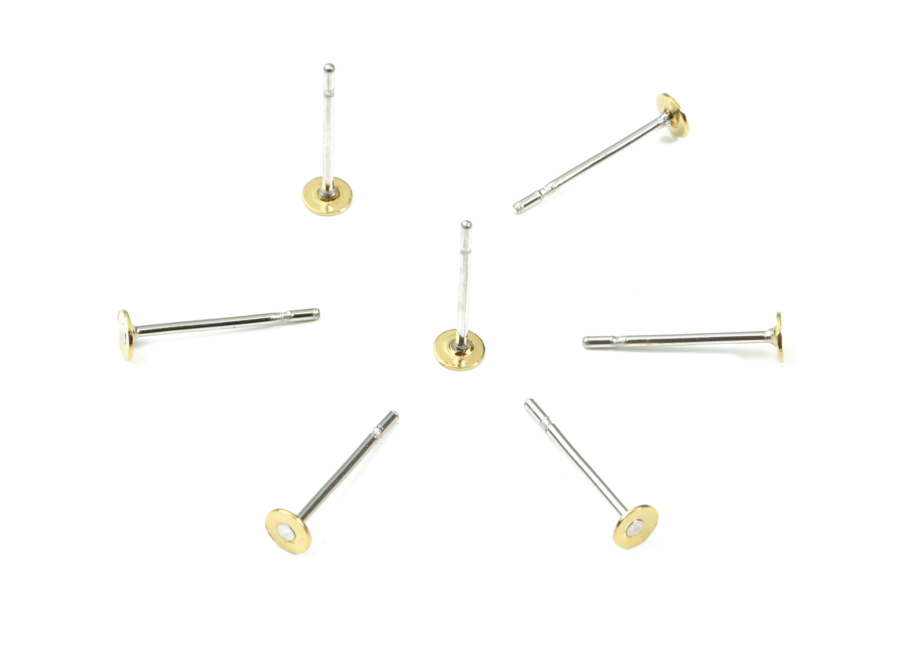 Earring Post Stud With Raw Brass Head - 3*12 - 202 Stainless Steel Earring Posts - Jewelry Supplies - 11.78x3.1mm - PP3104 - DOMEDBAZAAR