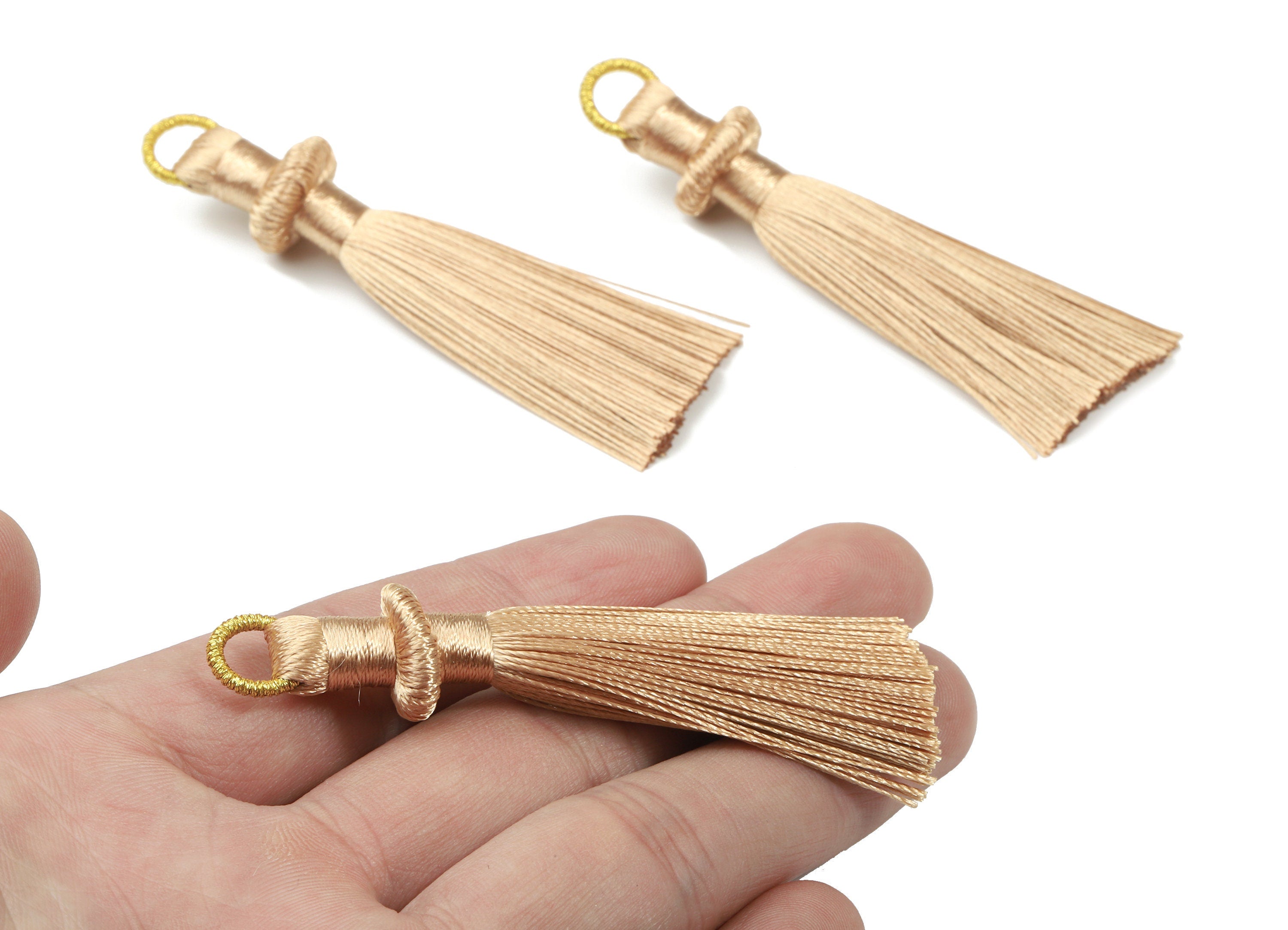 Silky Tassel Earring With Loop - Brown Earring Tassels - Luxe Tassel - Boho Tassel - Boho Charms - 77x13.64x6.72mm - TS1129A - DOMEDBAZAAR