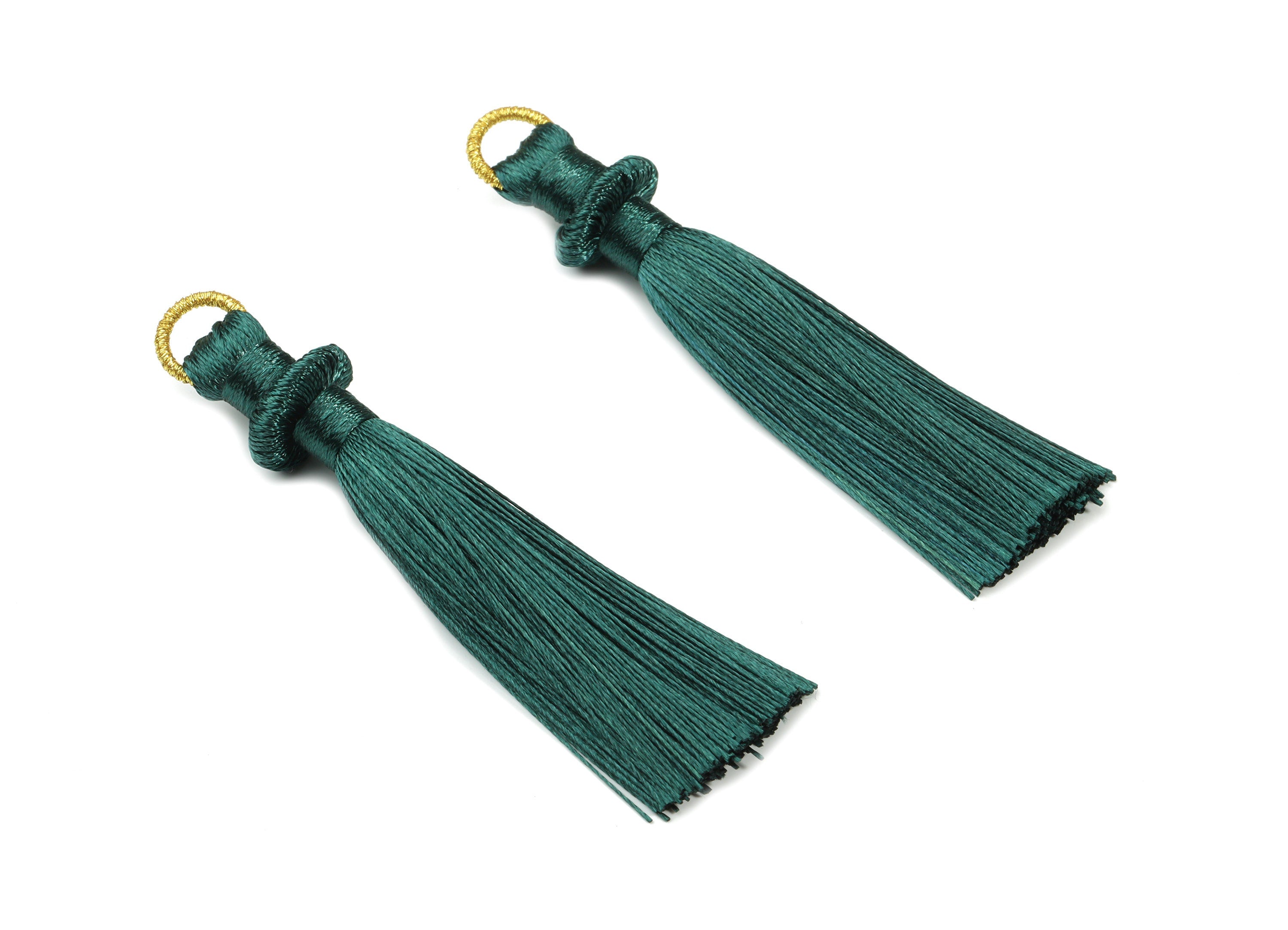 Silky Tassel Earring With Loop - Green Earring Tassels - Luxe Tassel - Boho Tassel - Boho Charms - 77x13.64x6.72mm - TS1129B - DOMEDBAZAAR