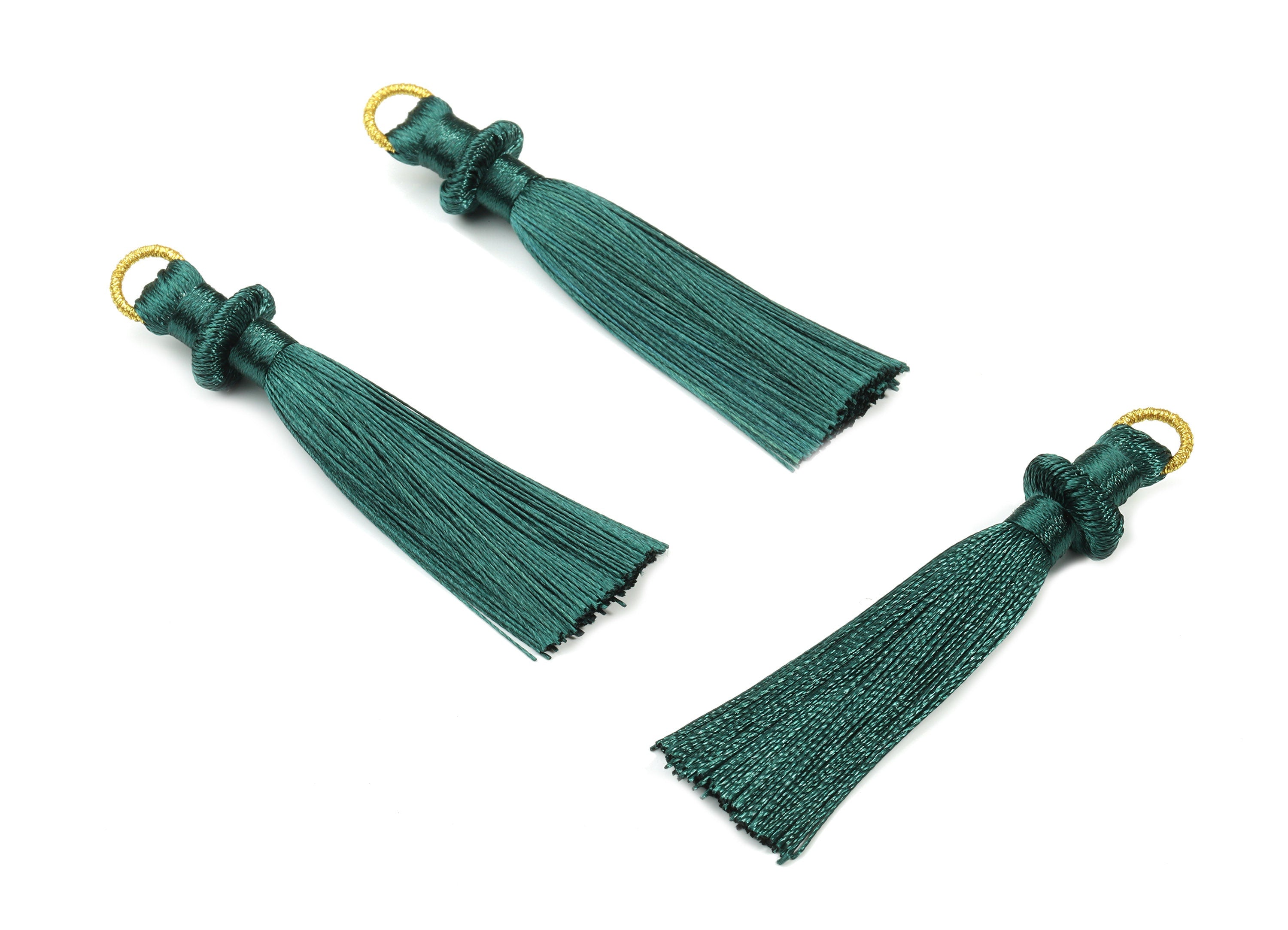 Silky Tassel Earring With Loop - Green Earring Tassels - Luxe Tassel - Boho Tassel - Boho Charms - 77x13.64x6.72mm - TS1129B - DOMEDBAZAAR