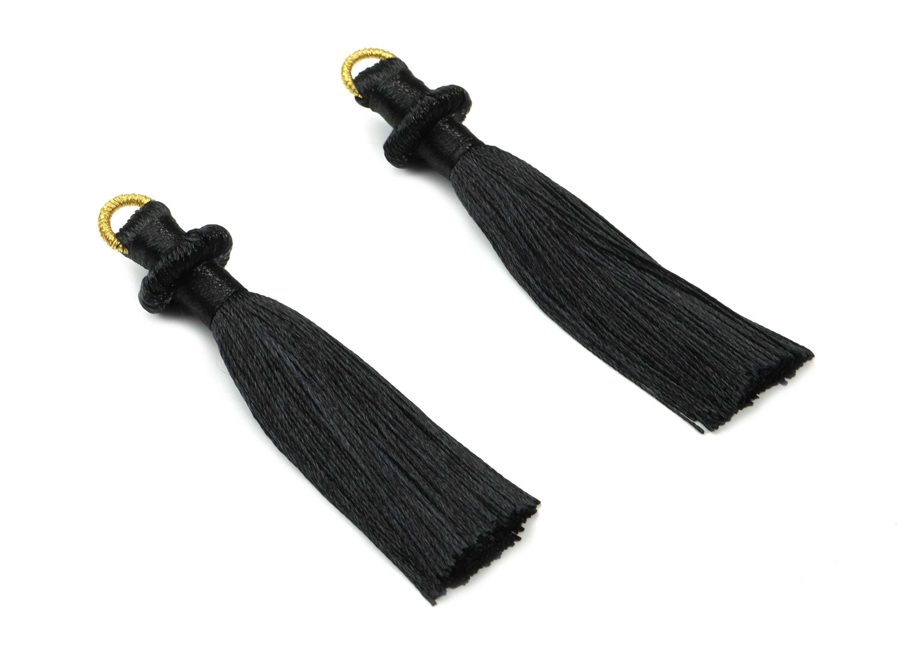Silky Tassel Earring With Loop - Black Earring Tassels - Luxe Tassel - Boho Tassel - Boho Charms - 77x13.64x6.72mm - TS1129D - DOMEDBAZAAR