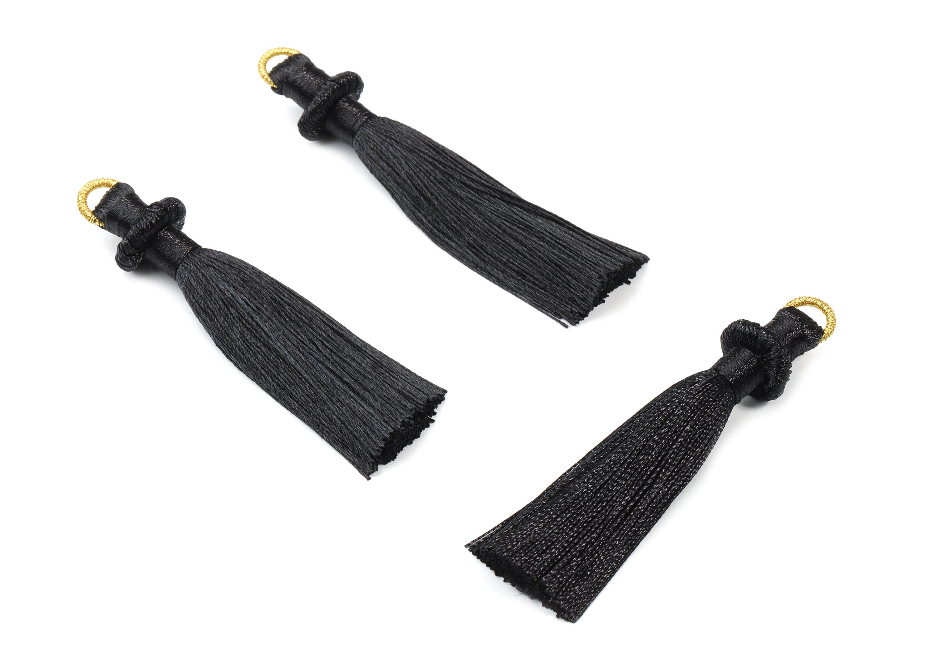 Silky Tassel Earring With Loop - Black Earring Tassels - Luxe Tassel - Boho Tassel - Boho Charms - 77x13.64x6.72mm - TS1129D - DOMEDBAZAAR