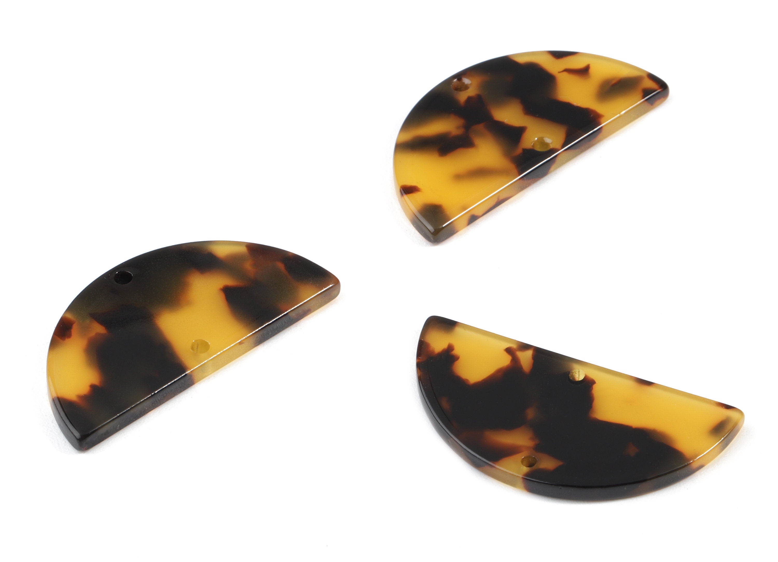 Acetate Semicircle Connectors - 2 Holes Tortoise Shell Earring - Jewelry Making Supplies - Color Code: A02 - 36.13x17.84x2.8mm - AC1795-A02 - DOMEDBAZAAR