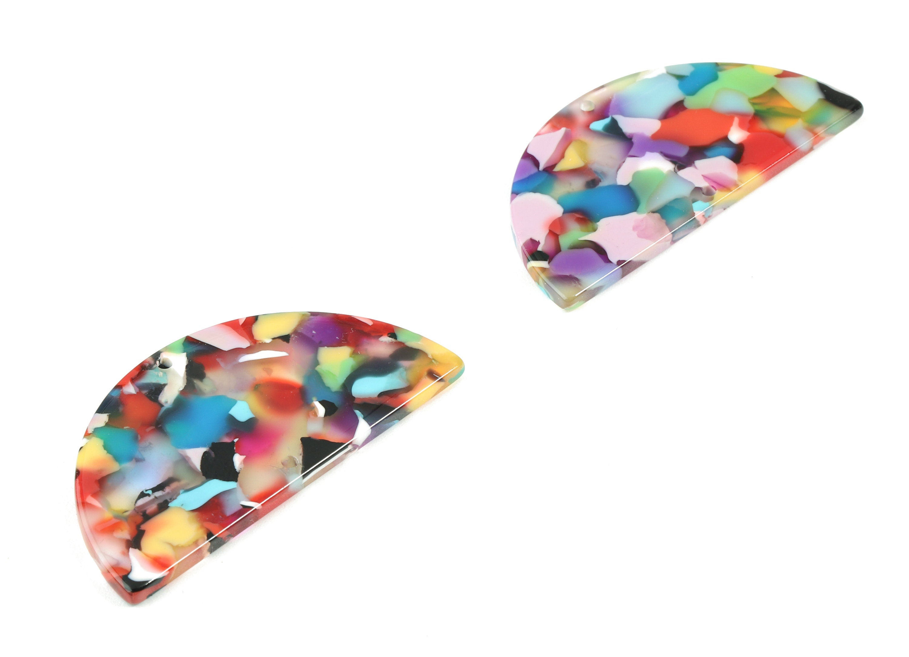 Acetate Semicircle Connectors Charms - 2 Holes - Half Moon Earrings - Earring Findings - Color Code:A21 - 50.49x25.18x2.6mm - AC1792-A21 - DOMEDBAZAAR
