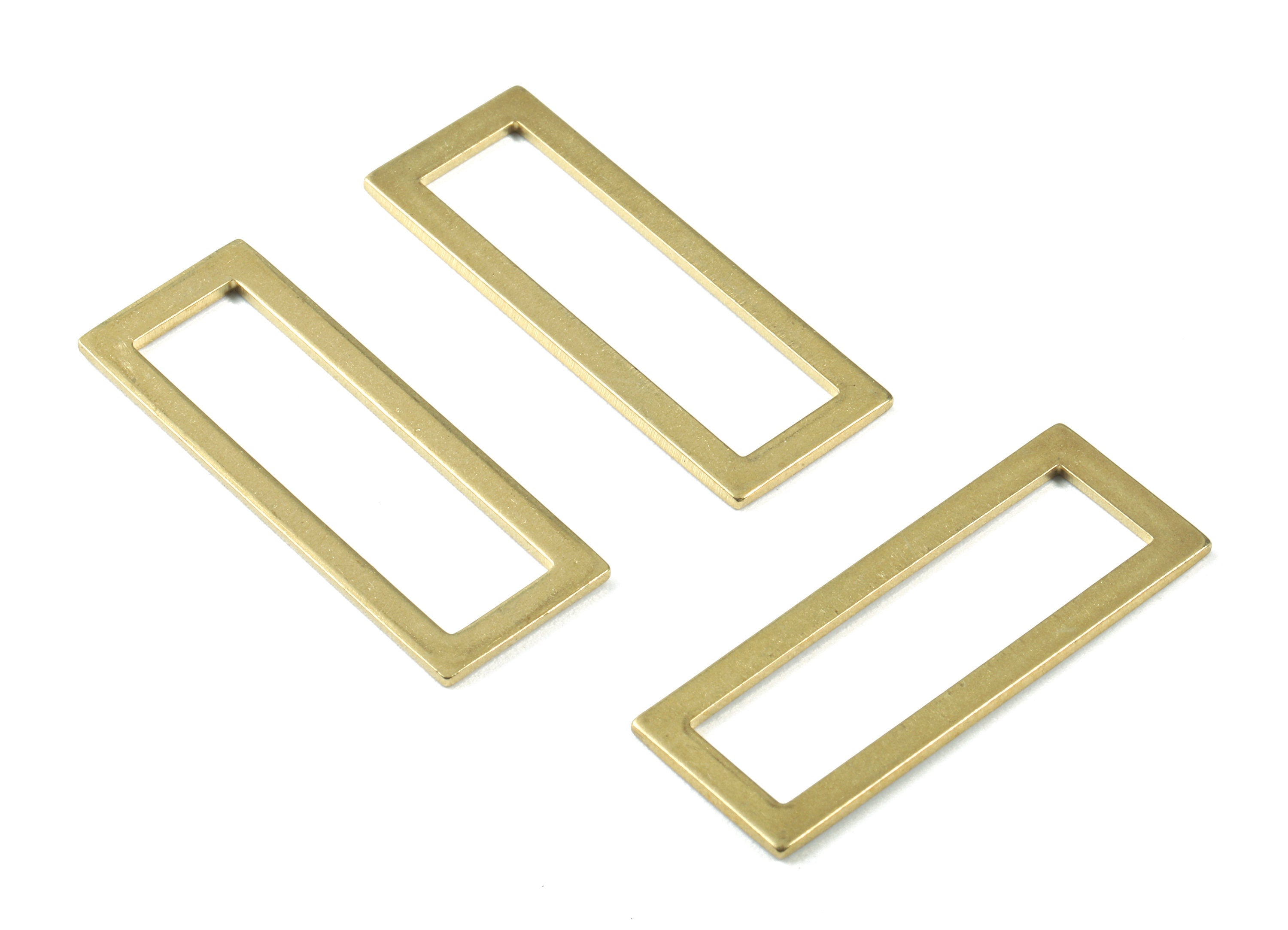Brass Rectangle Charm - Raw Brass Rectangle Earrings and Pendant - Brass Rectangle Necklace - Earring Finding - 38.41x14.54x1.2mm - PP2973 - DOMEDBAZAAR