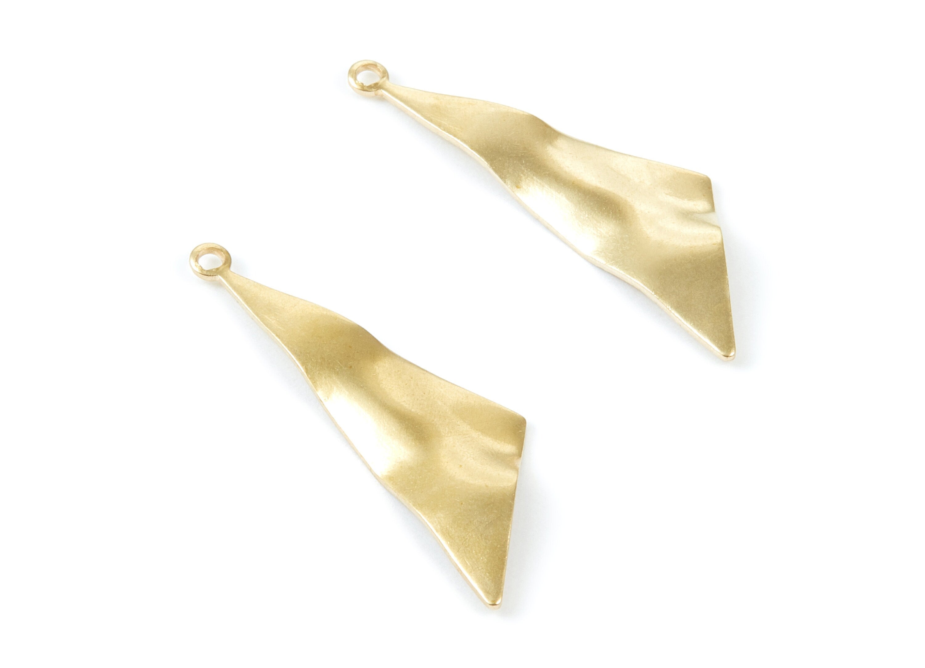 Brass Triangle Charms - Raw Brass Triangle Pendant With 1 Hole - Earring Finddings - Jewelry Supplies - 40x12x0,88mm - PP1840 - DOMEDBAZAAR