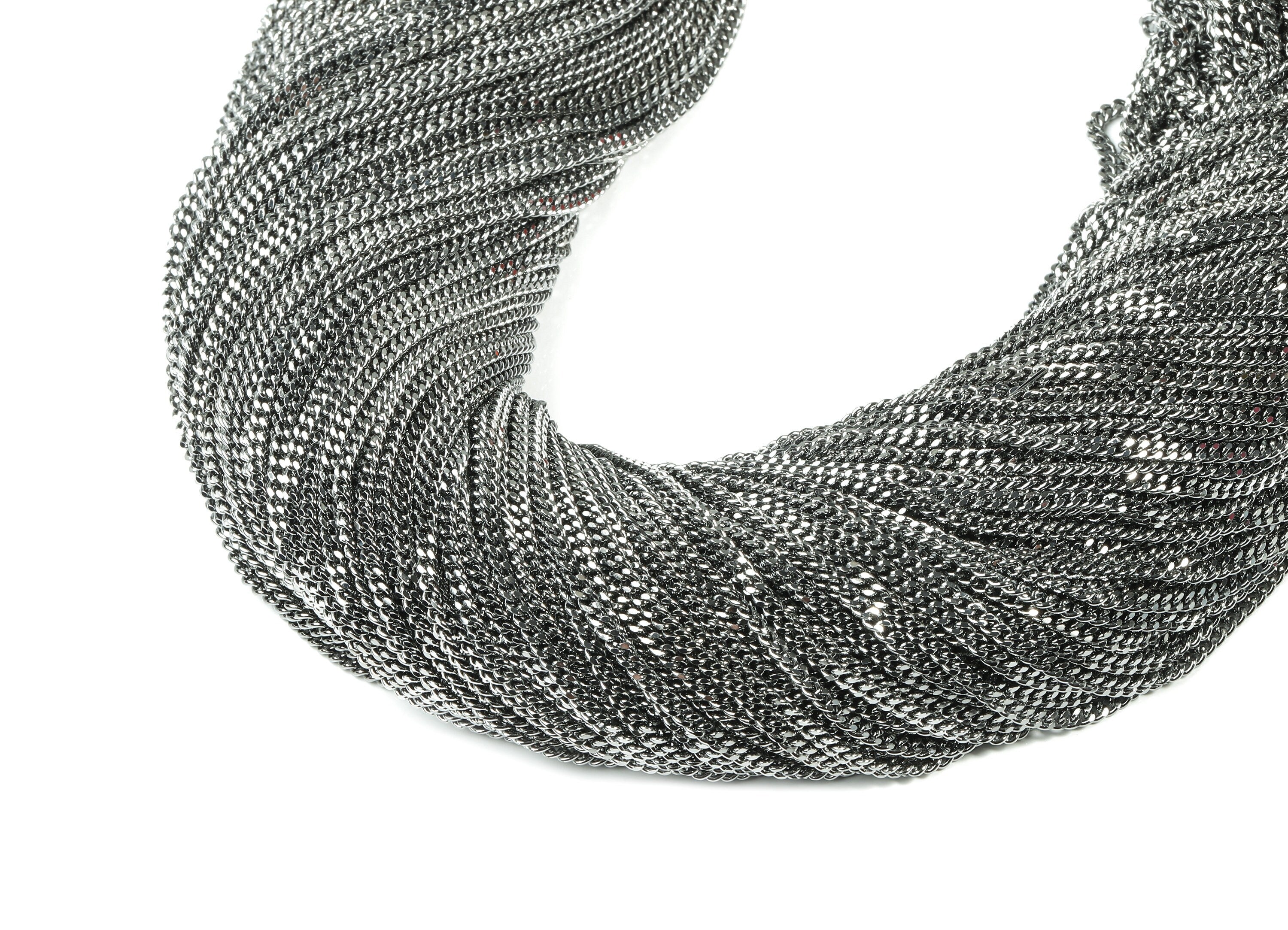 Faceted Curb Chain - Gunmetal Tone Plated Curb Chain - Soldered Brass Chain  - for Necklace Bracelet Jewellery Making - 0.04&quot;  CC1144GM - DOMEDBAZAAR