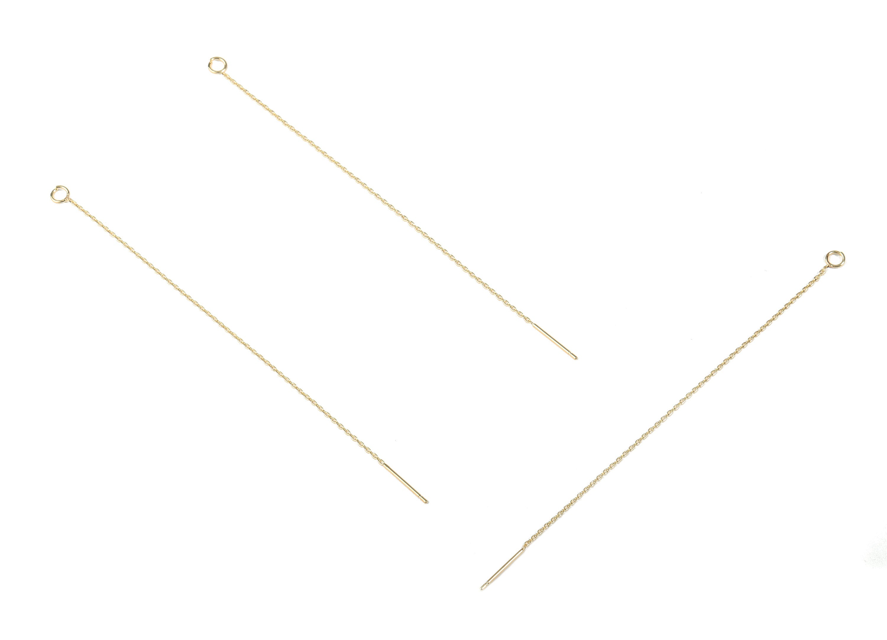Brass Cable Chain Earring Stud - Brass Cable Chain Earring Post with Loop - 18k Real Gold Plating Brass - 152x3.66x0.78mm - RGP2301 - DOMEDBAZAAR