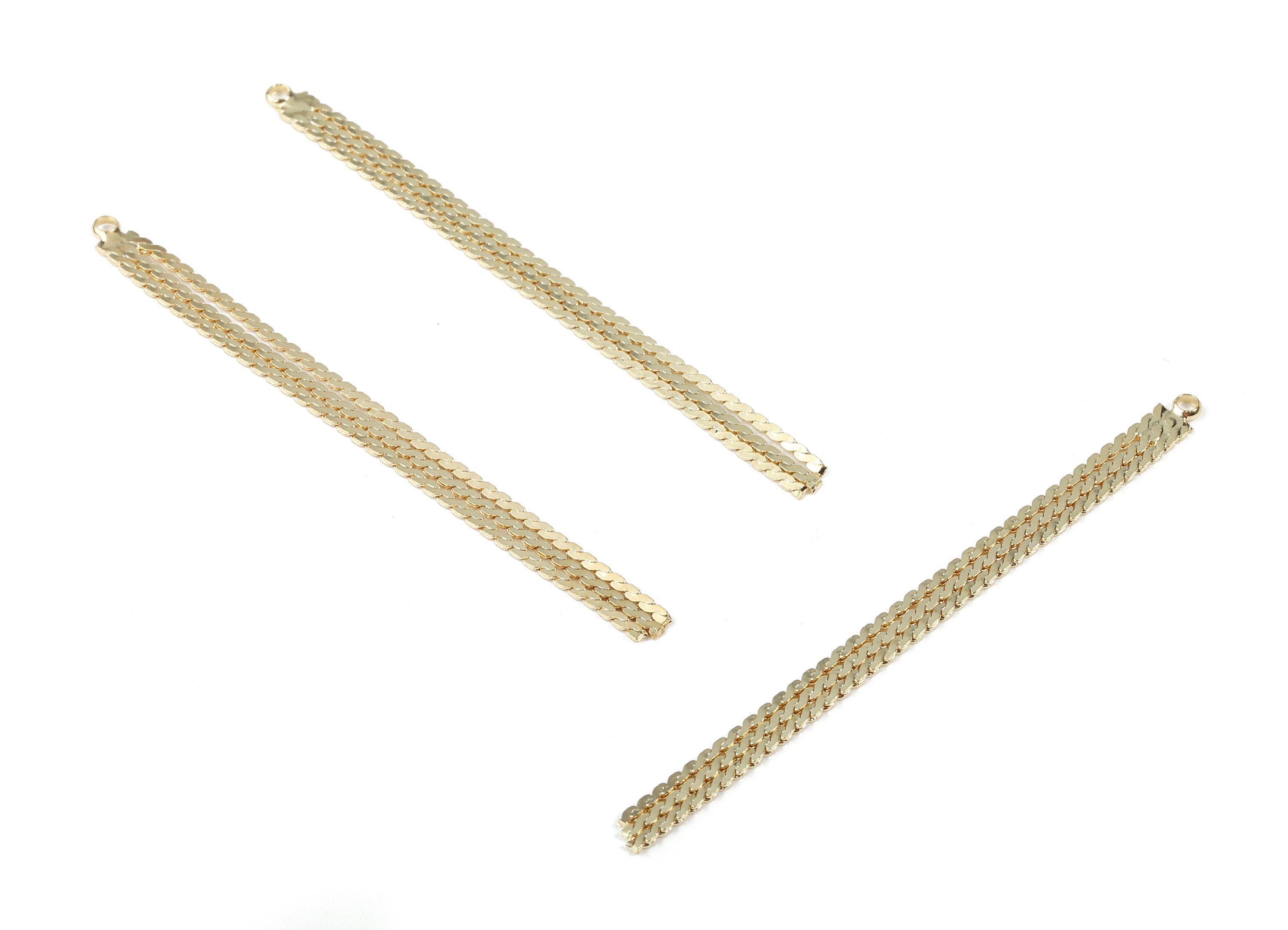 Brass Serpentine Chains Earring Charms - Brass Serpentine Chains Pendant - 18k Real Gold Plating Brass - 62x3.66x1.4mm - RGP2302 - DOMEDBAZAAR