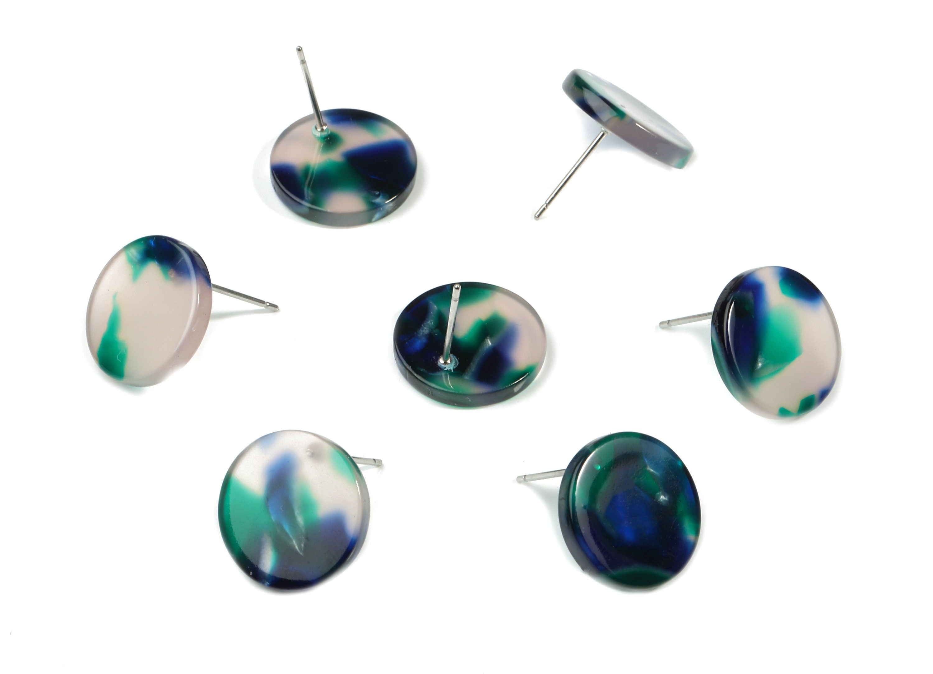 Acetate Mini Round Earring Stud - Circle Earring Post - Earring Post - Jewelry Supplies - Color Code: A18 - 14.67x14.67x2.47mm - AC1812-A18 - DOMEDBAZAAR