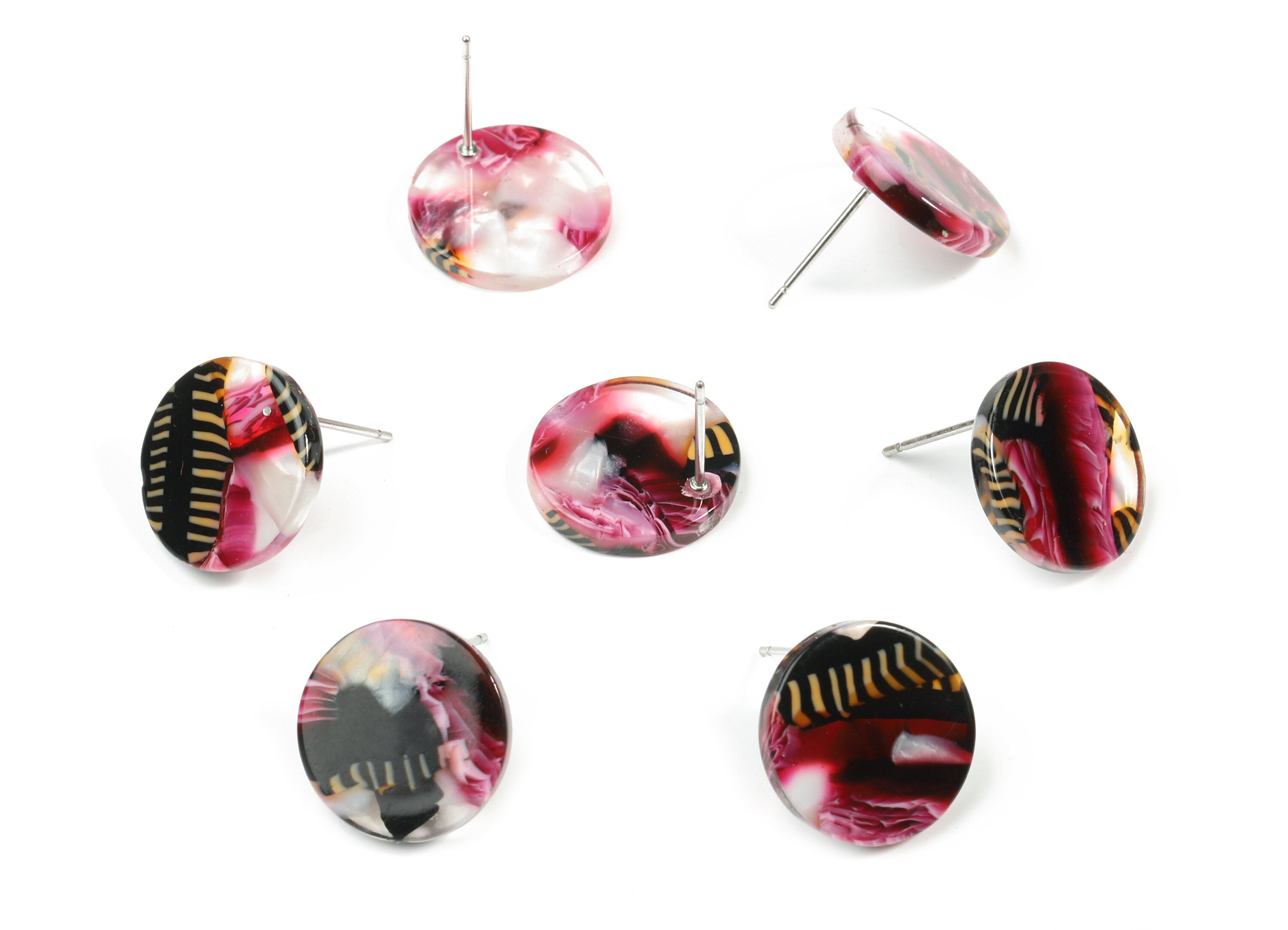 Acetate Mini Round Earring Stud - Circle Earring Post - Earring Post - Jewelry Supplies - Color Code: A345 - 14.88x14.88x2.6mm - AC1812-A345 - DOMEDBAZAAR